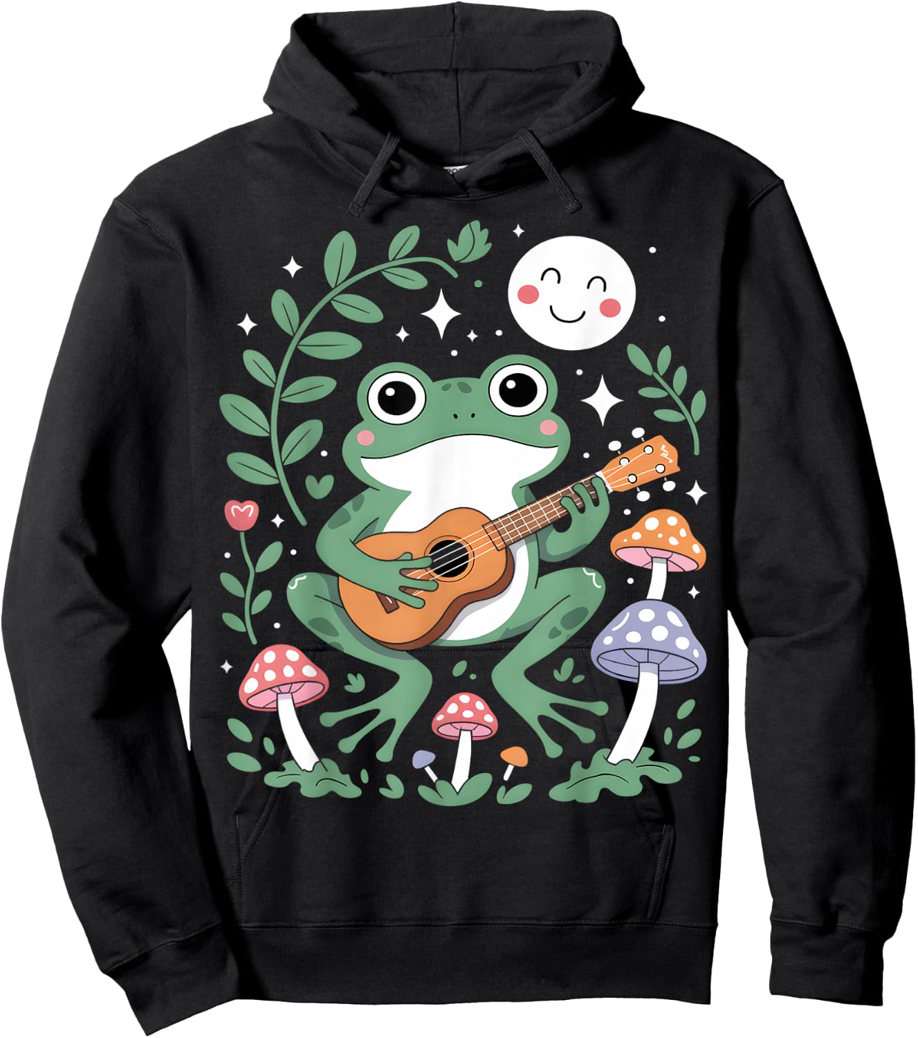 Frog Playing Ukulele Hoodie - Hoodie | Black