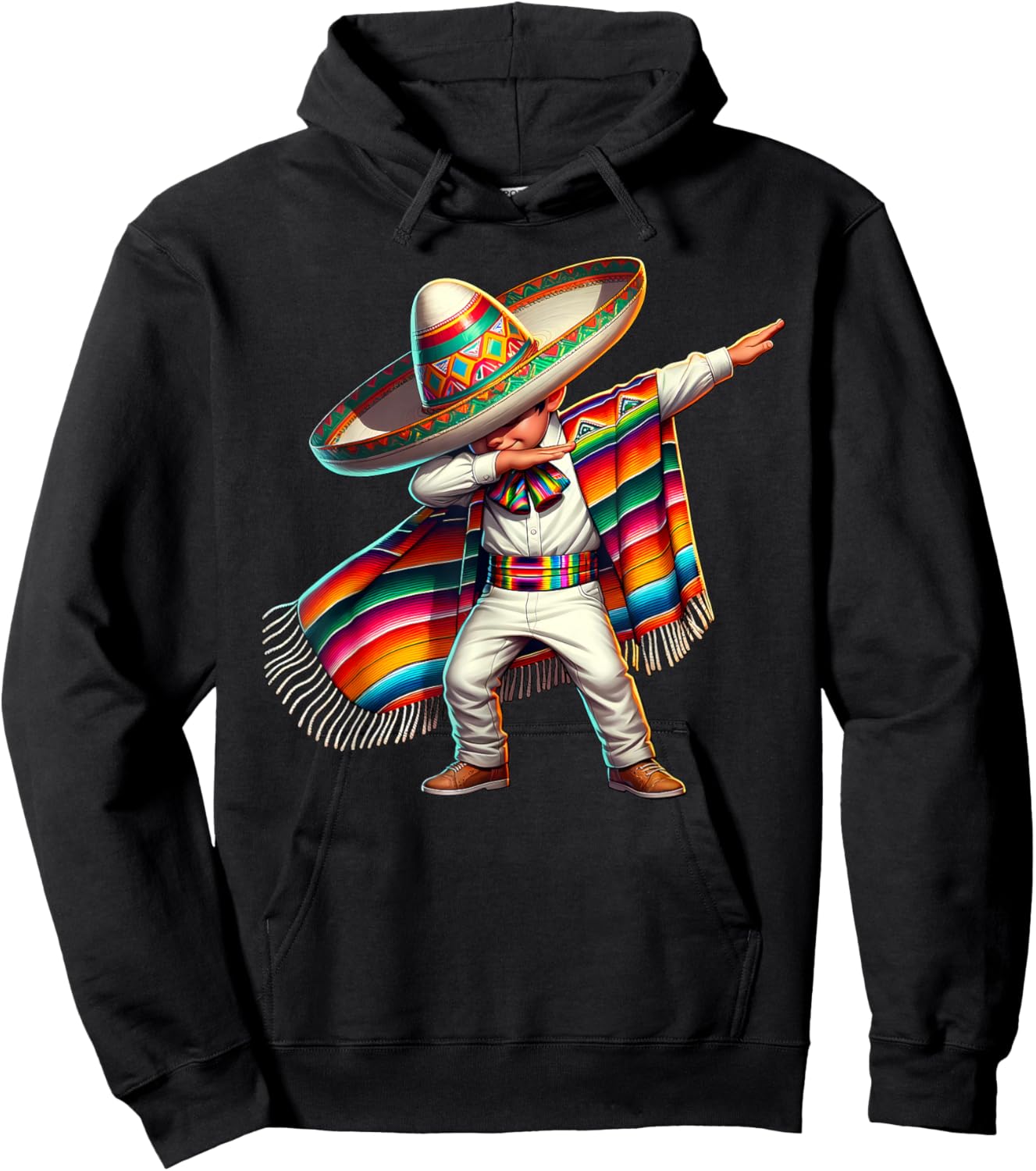 Funny Dabbing Mexican Poncho Sombrero Cinco de Mayo Boy Hoodie - Hoodie | Black