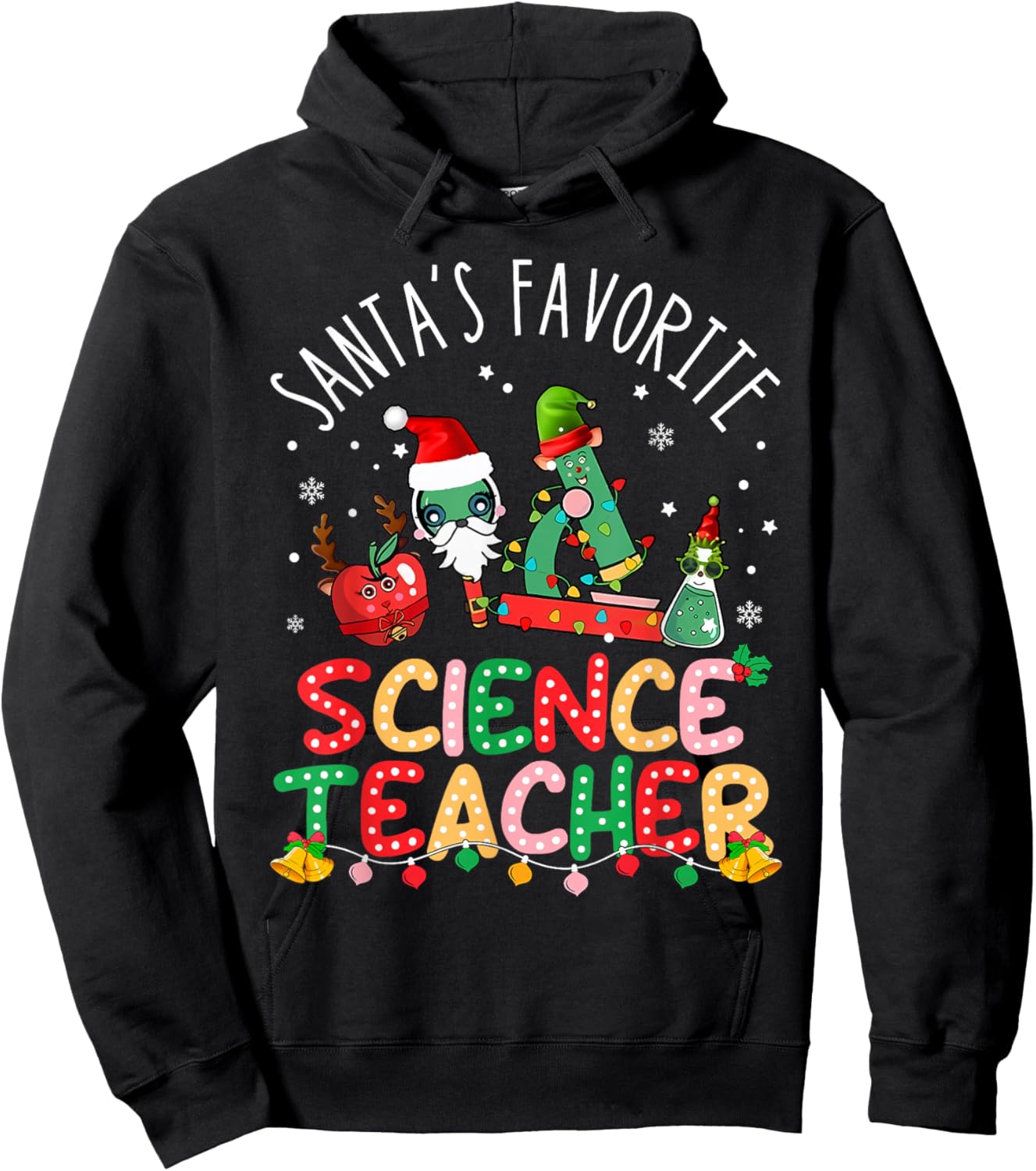 Santas Favorite Science Teacher Christmas Santa Hat Matching Hoodie - Hoodie | Black
