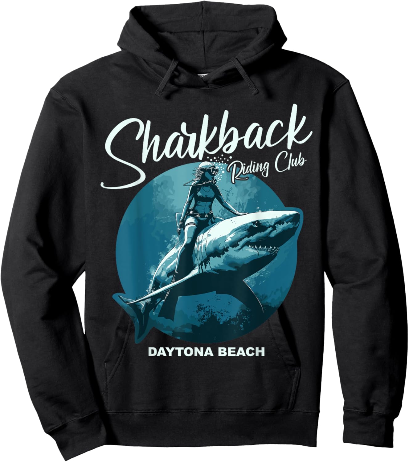 Sharkback Riding Daytona Beach Funny Shark Hoodie - Hoodie | Black
