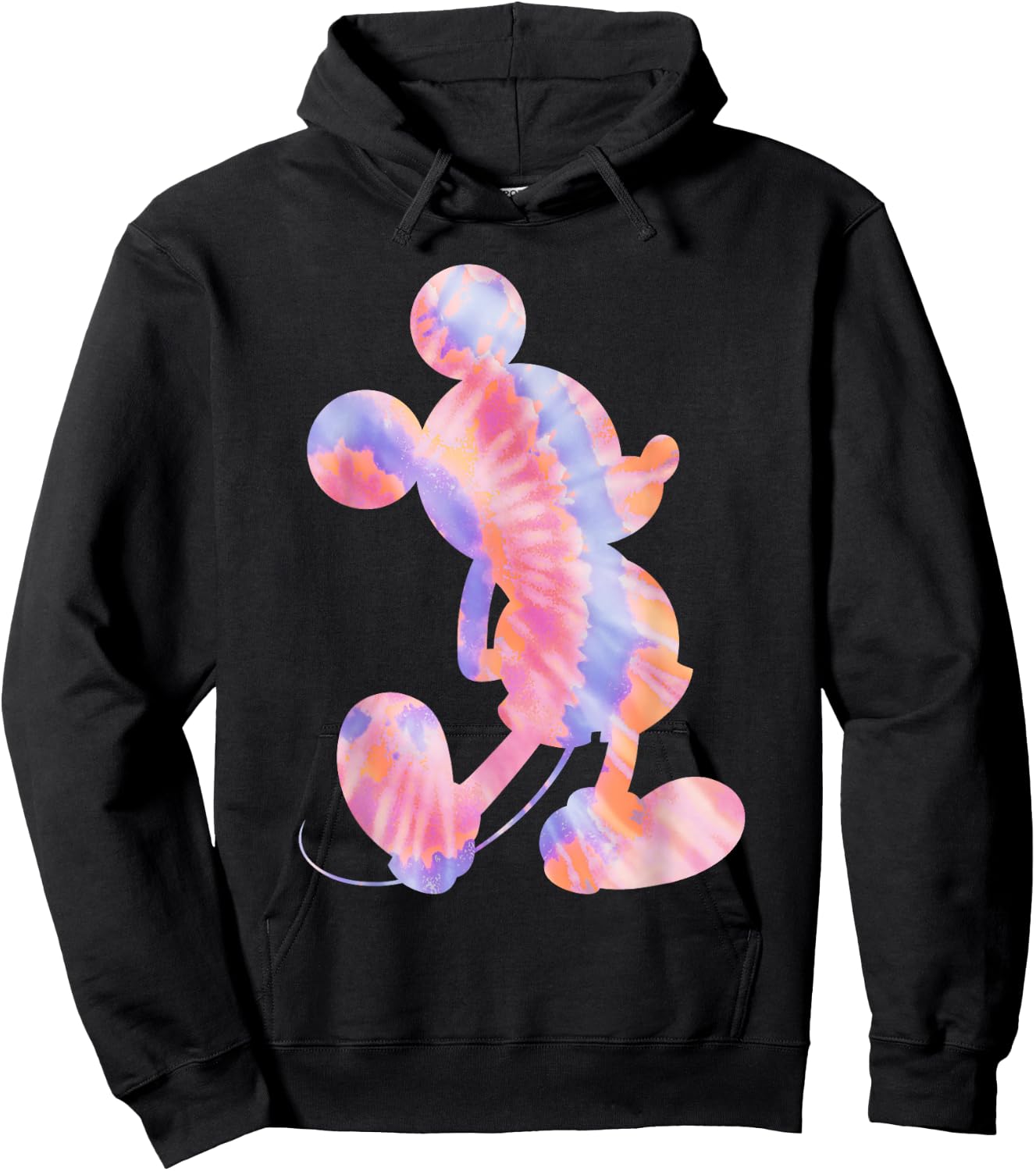 Disney Mickey Mouse Silhouette 90s Tie Dye Hoodie - Hoodie | Black