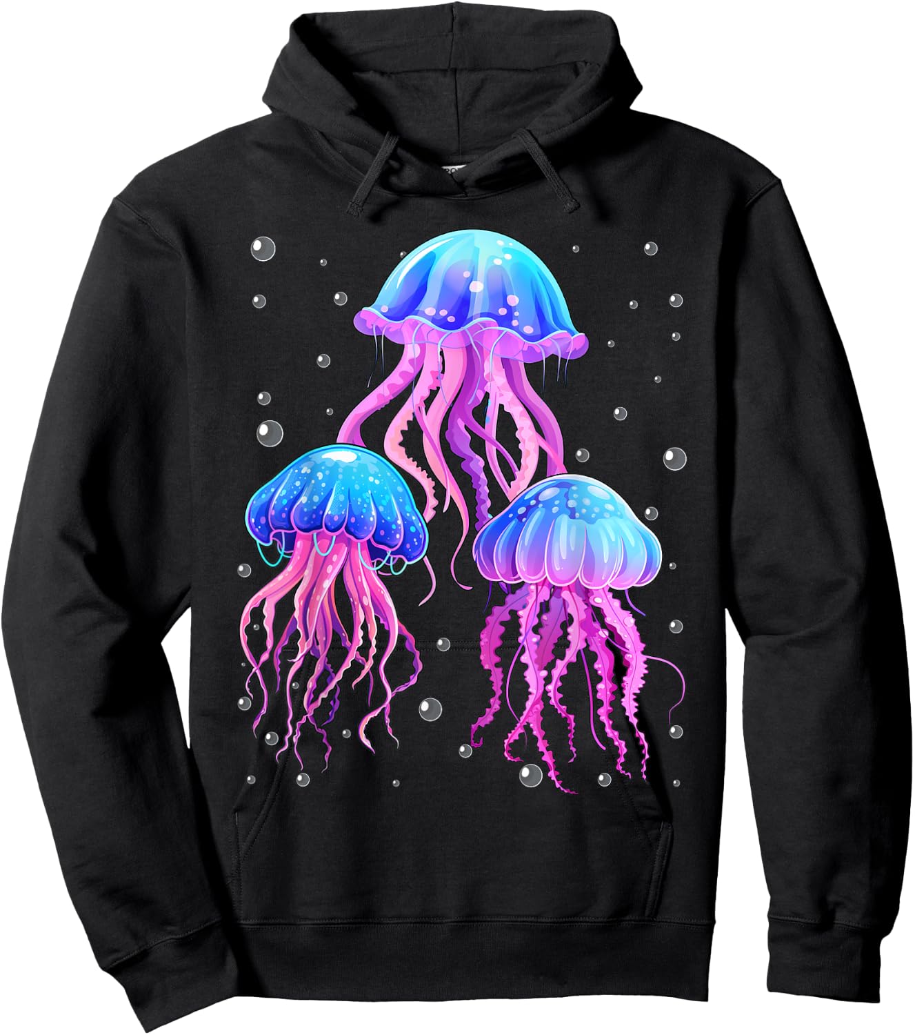 Glowing Rainbow Jellyfish Hoodie - Hoodie | Black
