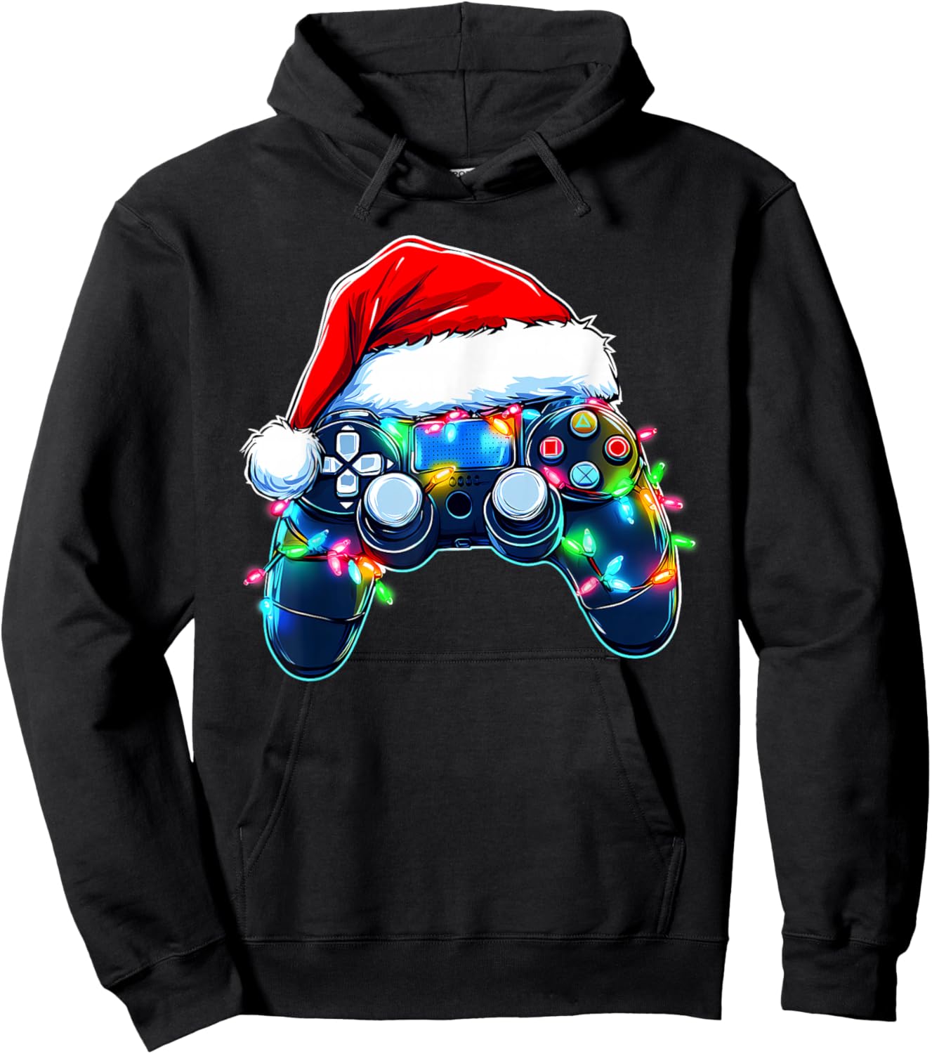 Video Game Controller Christmas Santa Hat Gamer Boys Hoodie - Hoodie | Black