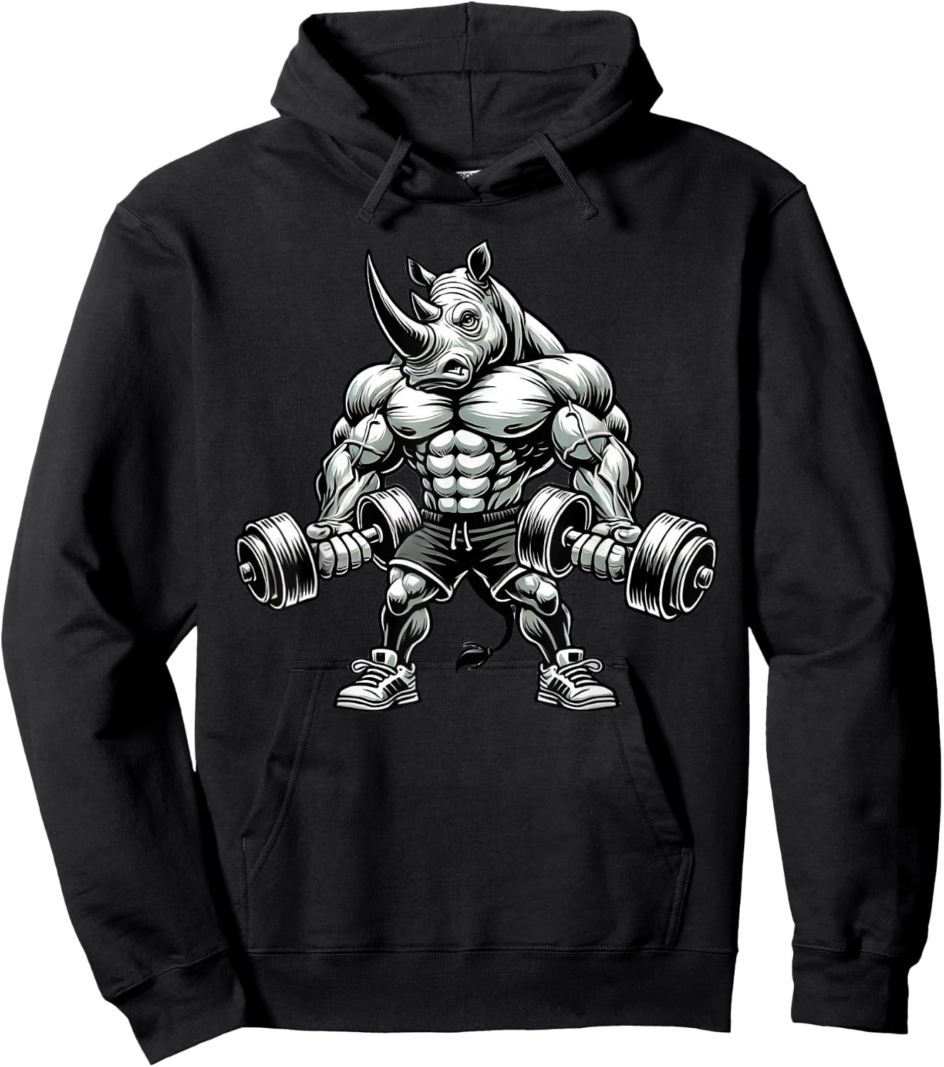 Rhino Powerlifting Weightlifting Gym Workout Hoodie - Hoodie | Black