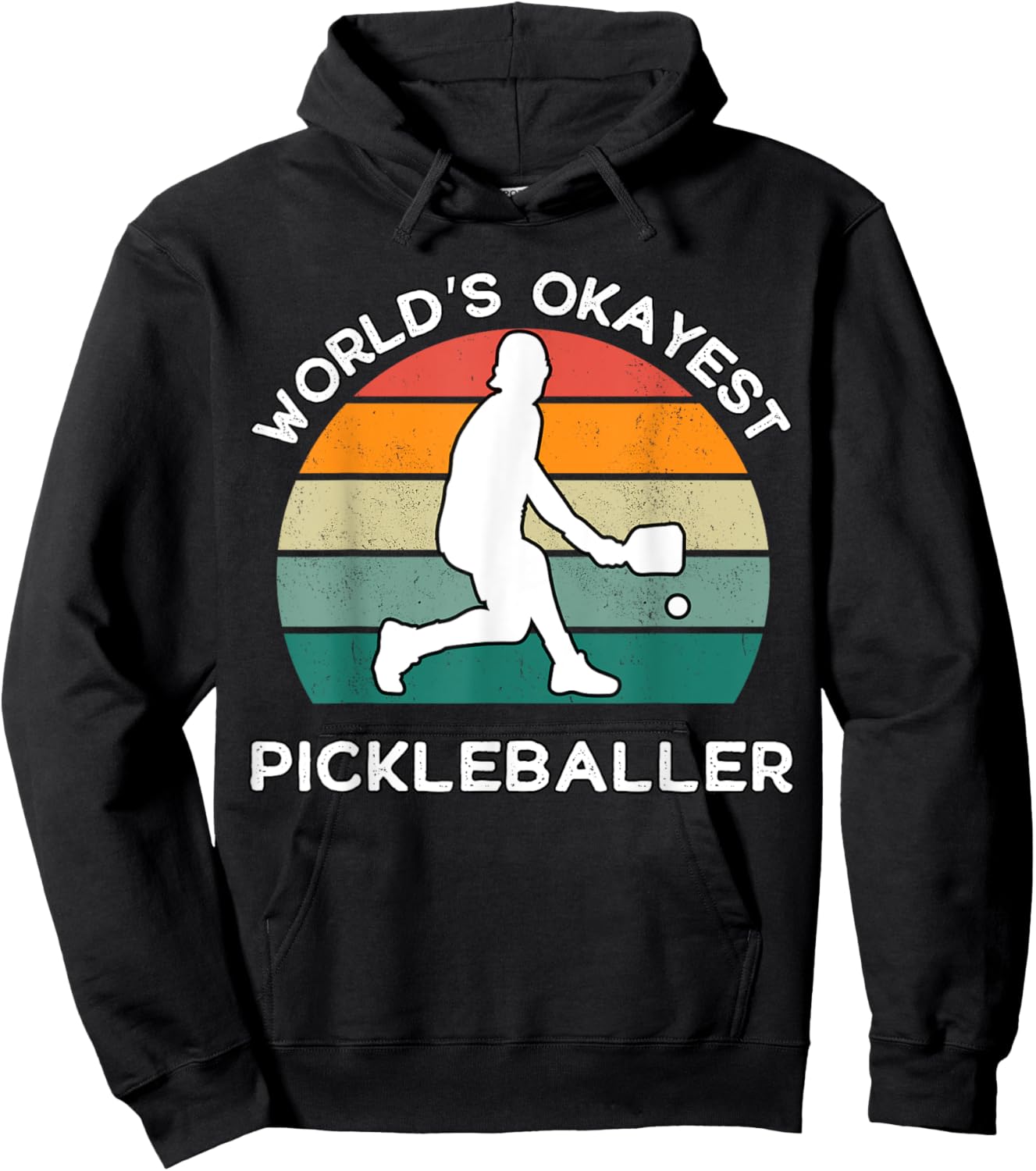World's Okayest Pickleballer Funny Retro Pickleball Player Hoodie - Hoodie | Black