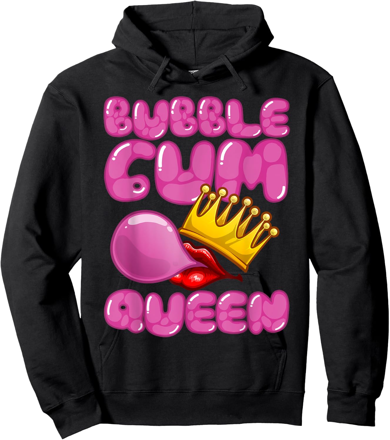 Cute Bubble Gum Art Girls Kids Bubble Gum Queen Hoodie - Hoodie | Black