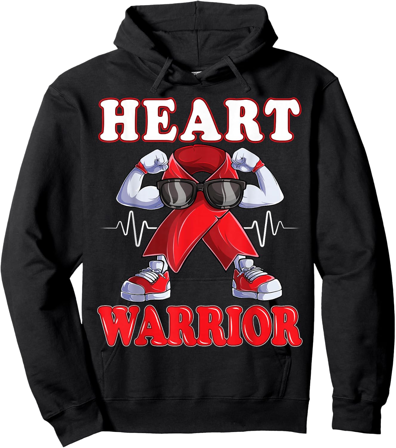 Heart Warrior CHD Awareness red ribbon Hoodie - Hoodie | Black
