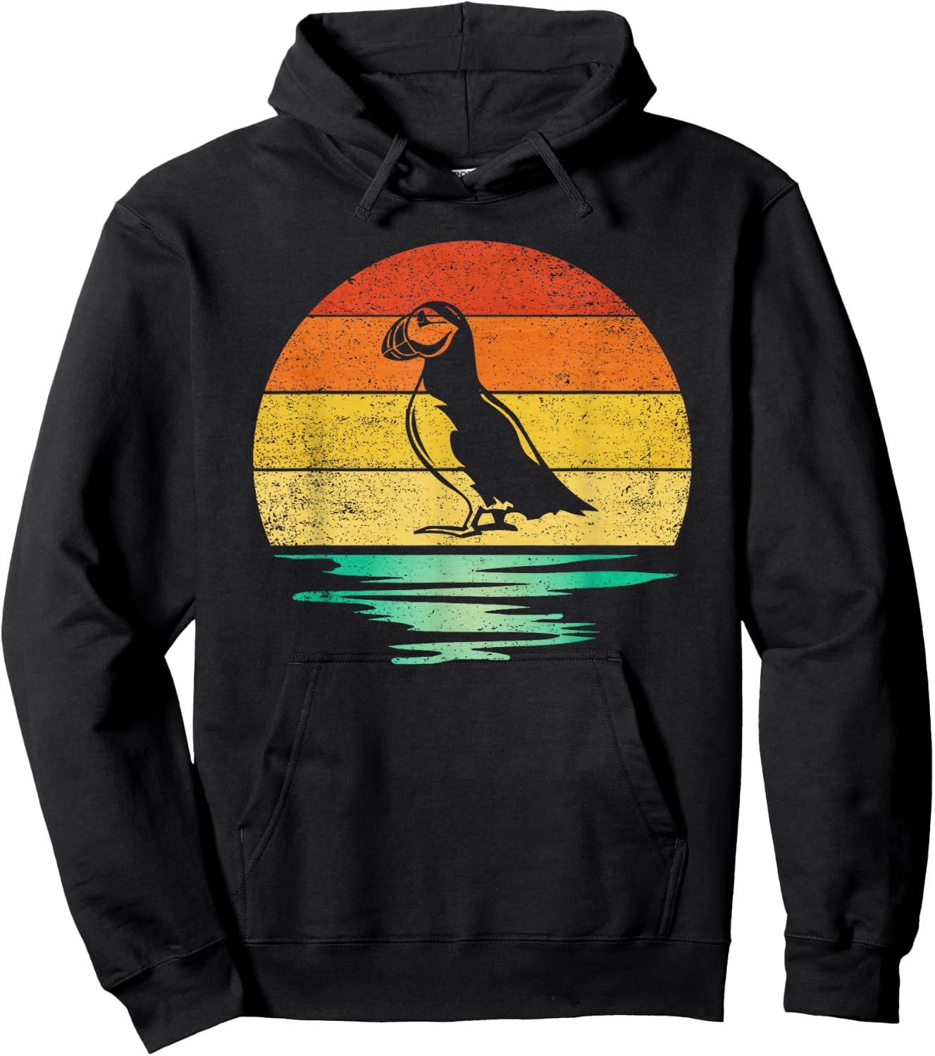 Vintage Puffin Bird Retro Sunset Puffin Hoodie - Hoodie | Black