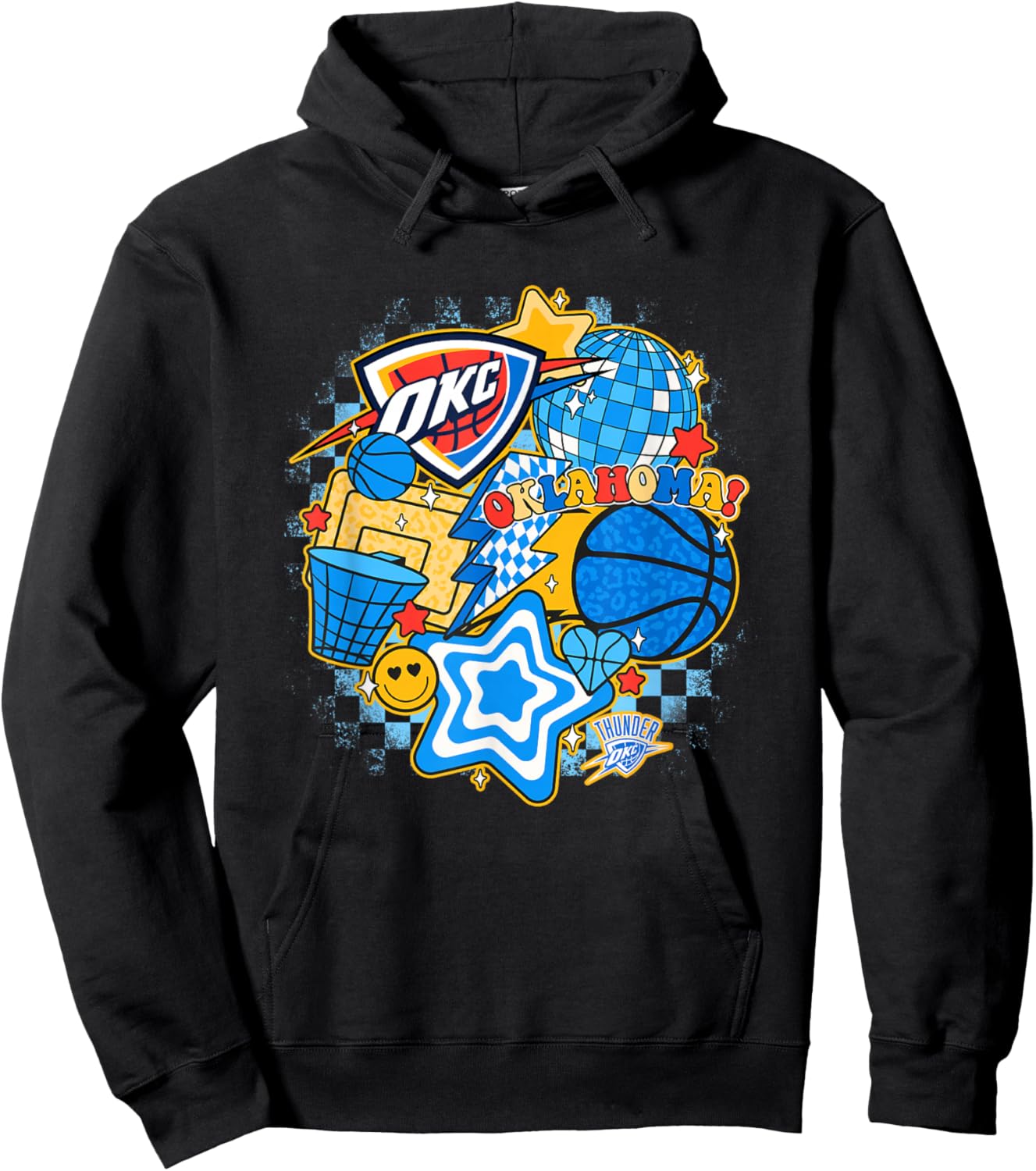 NBA Oklahoma City Thunder Psychedelic Basketball Collage Hoodie - Hoodie | Black