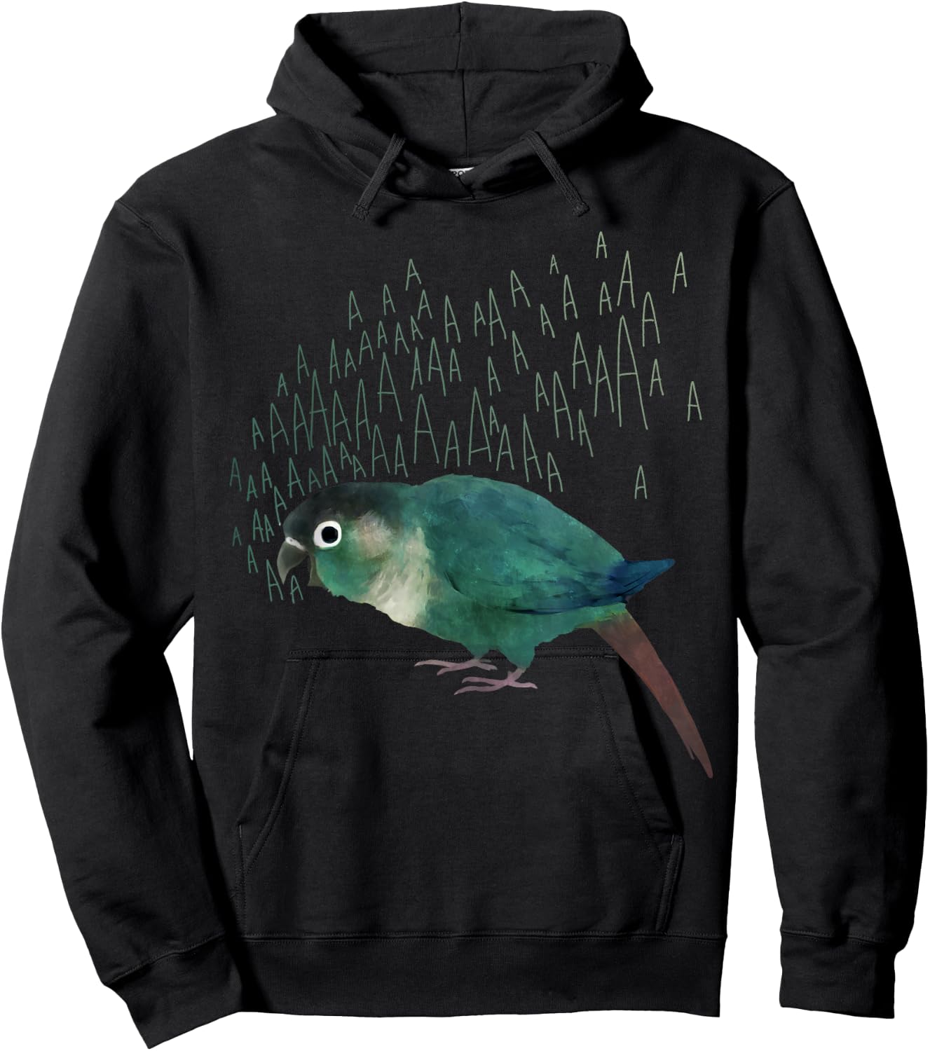 Screaming Turquoise Green Cheek Conure Hoodie - Hoodie | Black