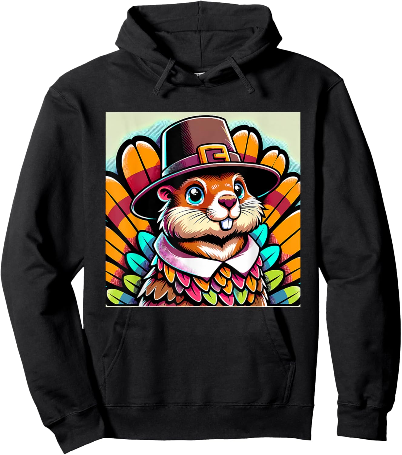 Humor Thanksgiving Turkey Groundhog Hoodie - Hoodie | Black