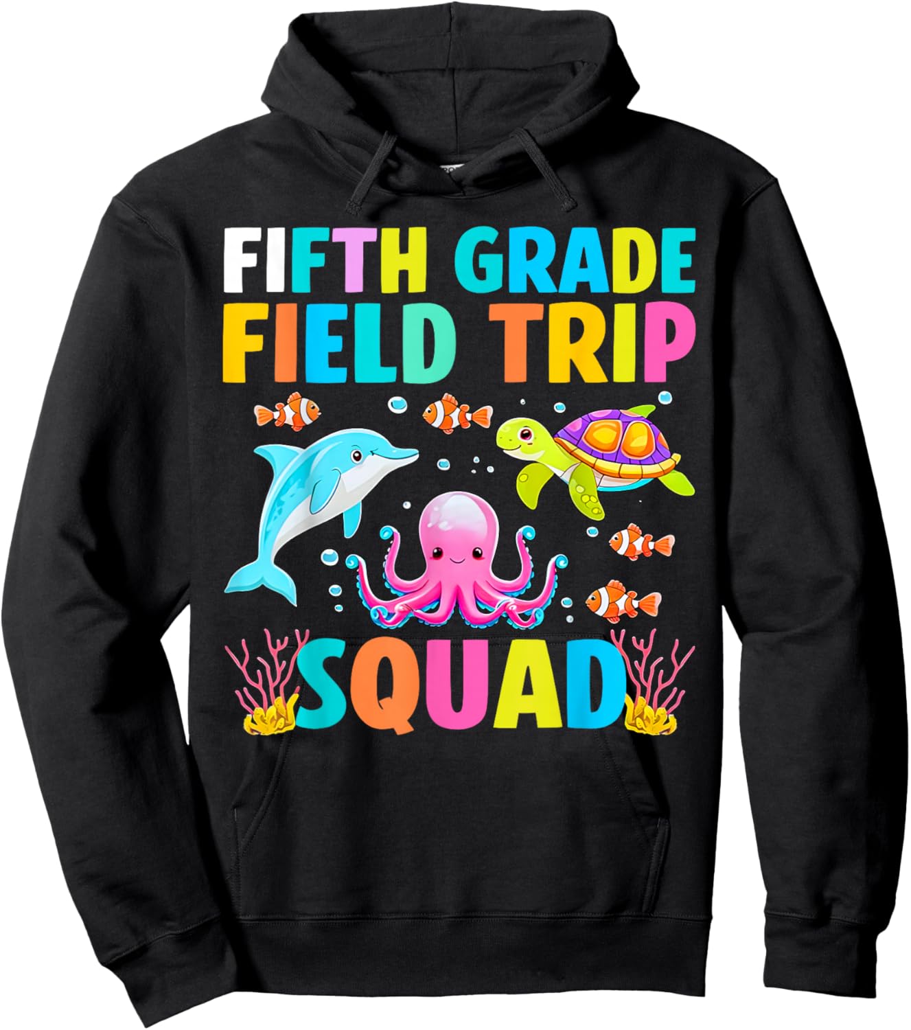 Fifth Grade Field Trip Squad Aquarium Matching Teacher Kid Hoodie - Hoodie | Black