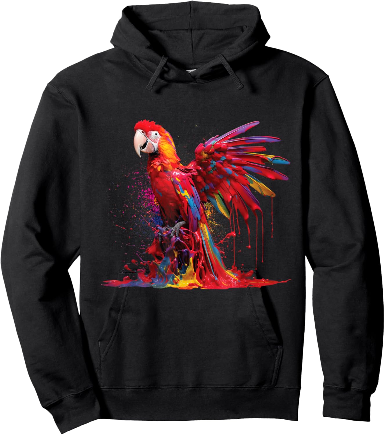 Watercolour Colourful Scarlet Macaw Parrot Bird Painting Hoodie - Hoodie | Black