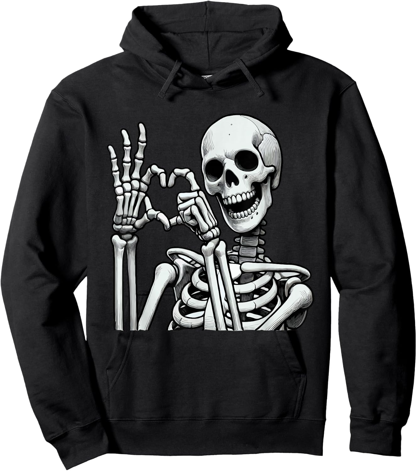 Skeleton Love Hands Halloween Finger Heart Sign Hoodie - Hoodie | Black