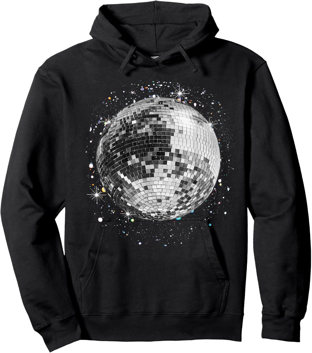 Black and White Disco Ball Club Retro Hoodie - Hoodie | Black