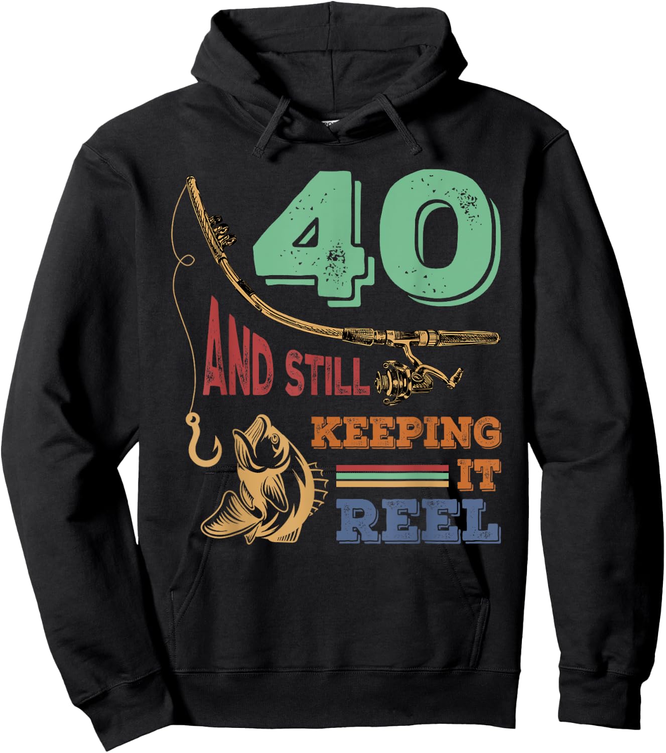 40th Birthday Fishing | Turning 40 | Fisherman Pun Gift Hoodie - Hoodie | Black