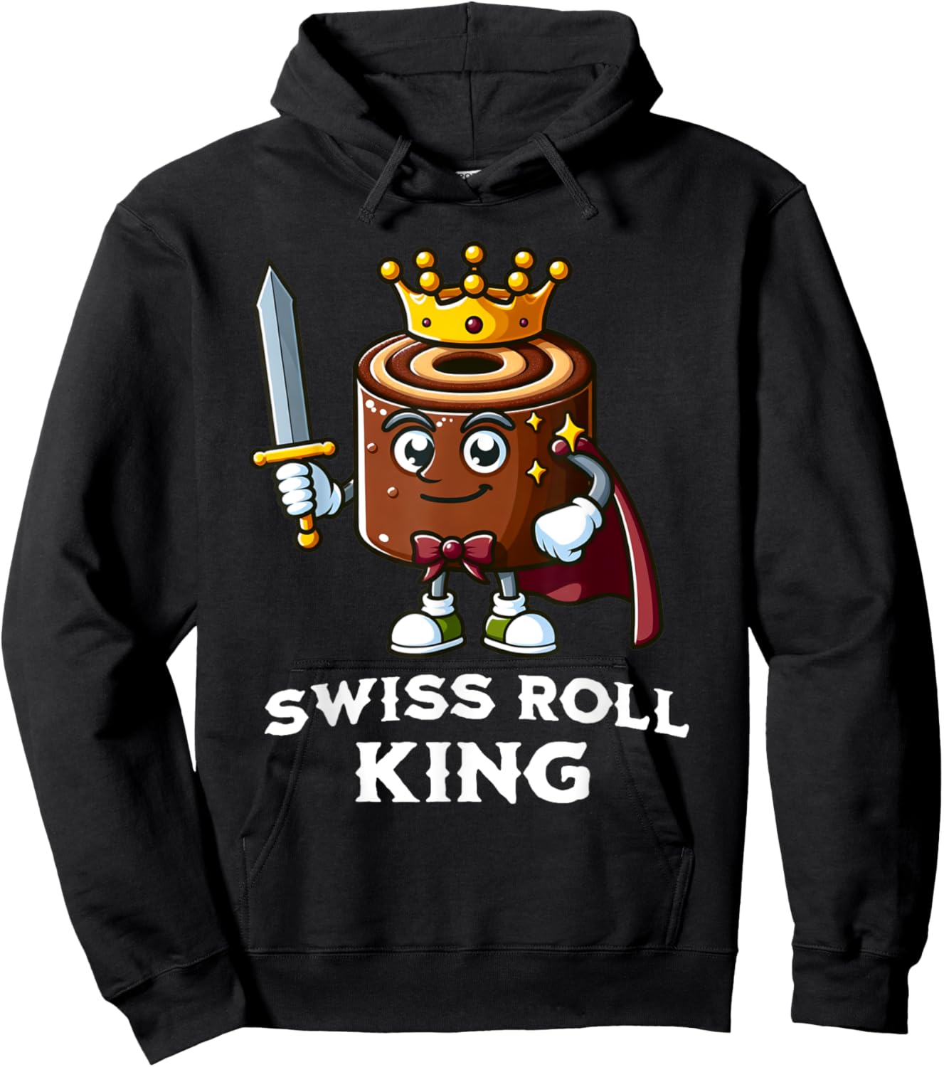 Swiss Roll King Funny Swiss Roll Lover Illustration Hoodie - Hoodie | Black