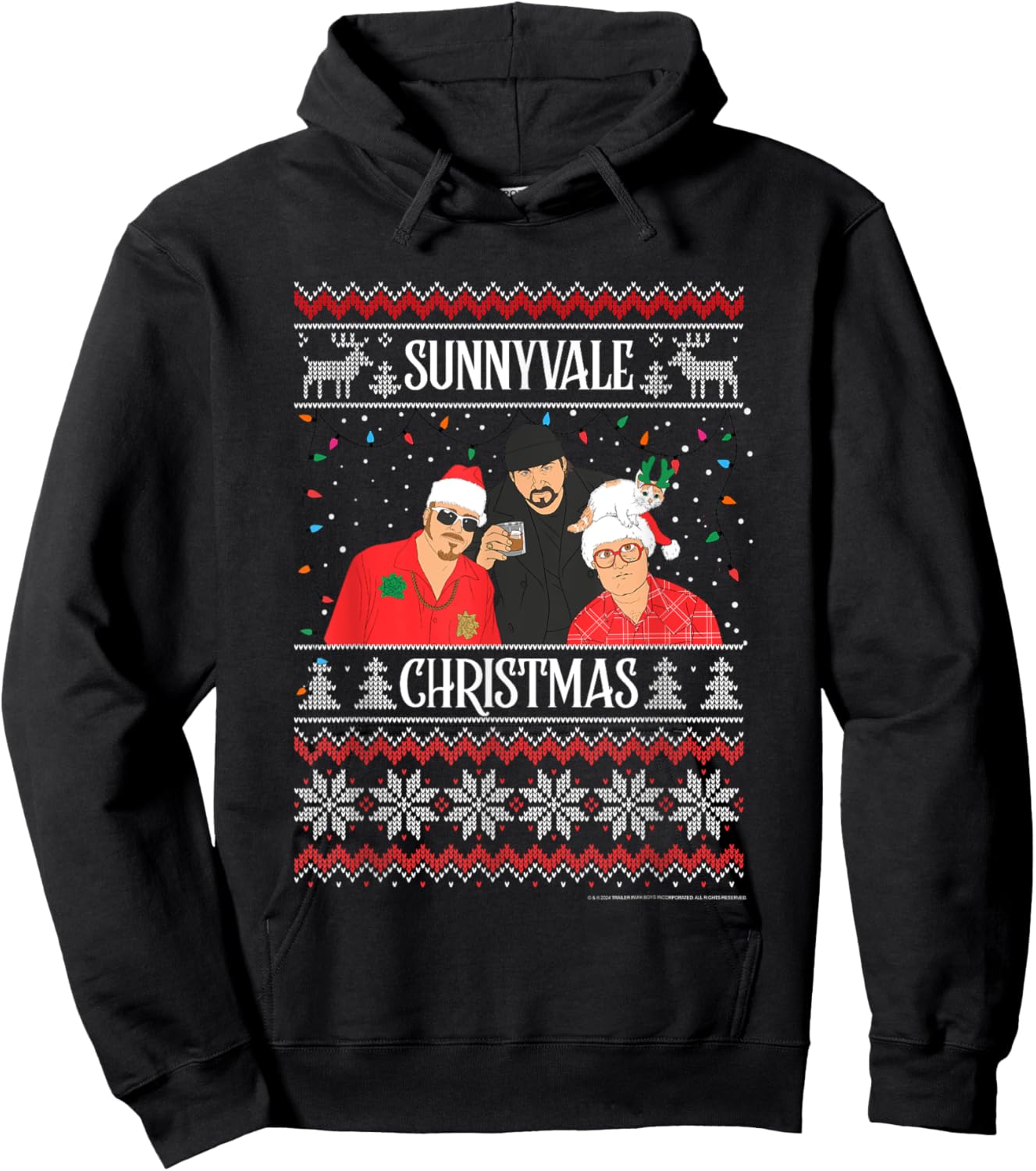 Trailer Park Boys Sunnyvale Christmas Ugly Sweater Hoodie - Hoodie | Black