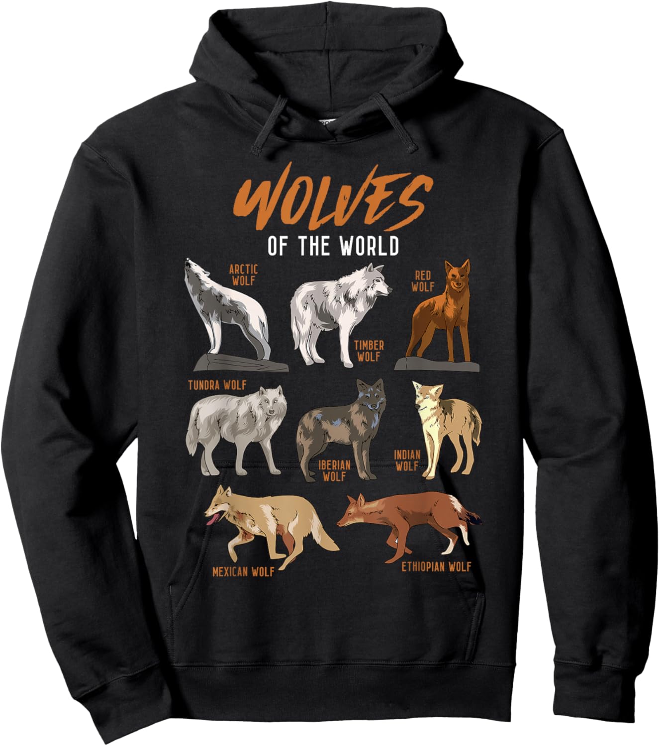 Wolves Animals of The World Wolf Lover Hunter Educational Hoodie - Hoodie | Black