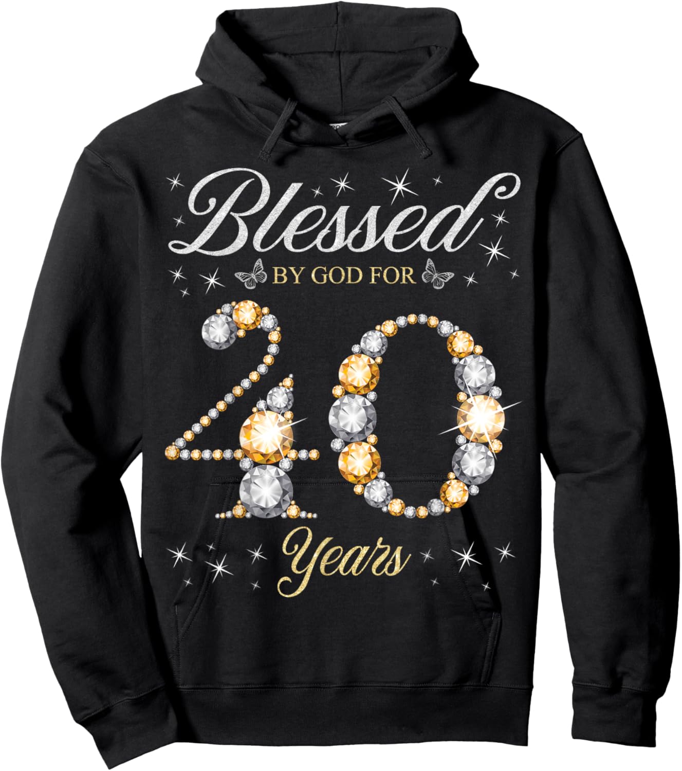 Blessed By God For 40 Years Old 40th Birthday Party Hoodie - Hoodie | Black