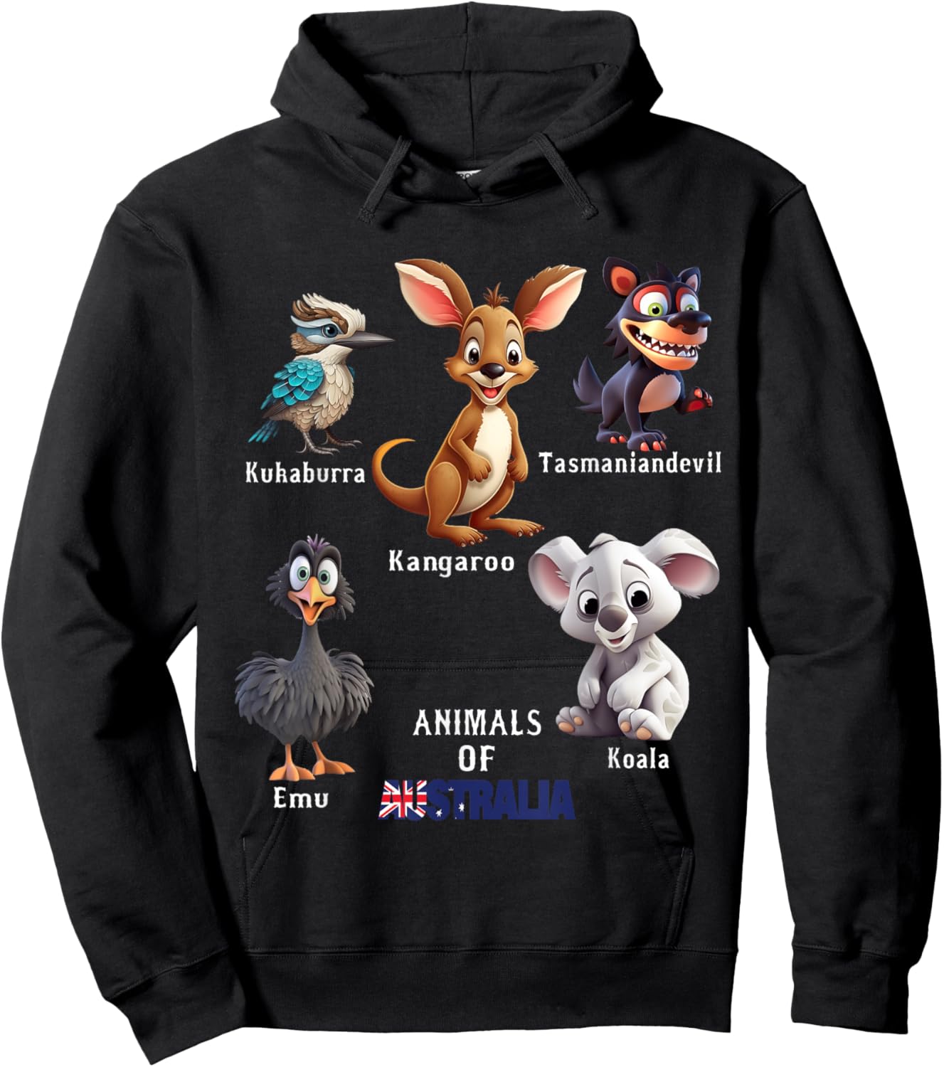 Animals Of Australia Aussie Zoology Educational Hoodie - Hoodie | Black