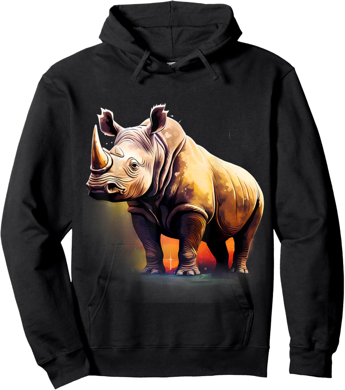 Rhino Artwork Wildlife Rhinoceros African Animal Lovers Hoodie - Hoodie | Black