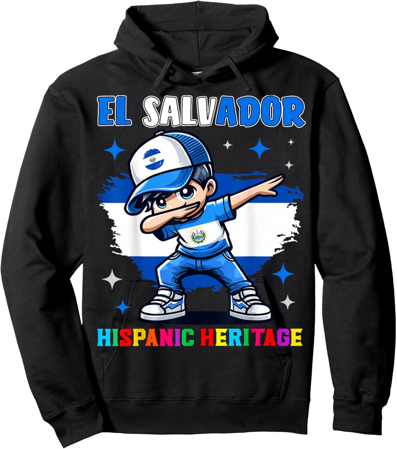 El Salvador Dabbing Kid Hispanic Heritage Celebration Kids Hoodie - Hoodie | Black