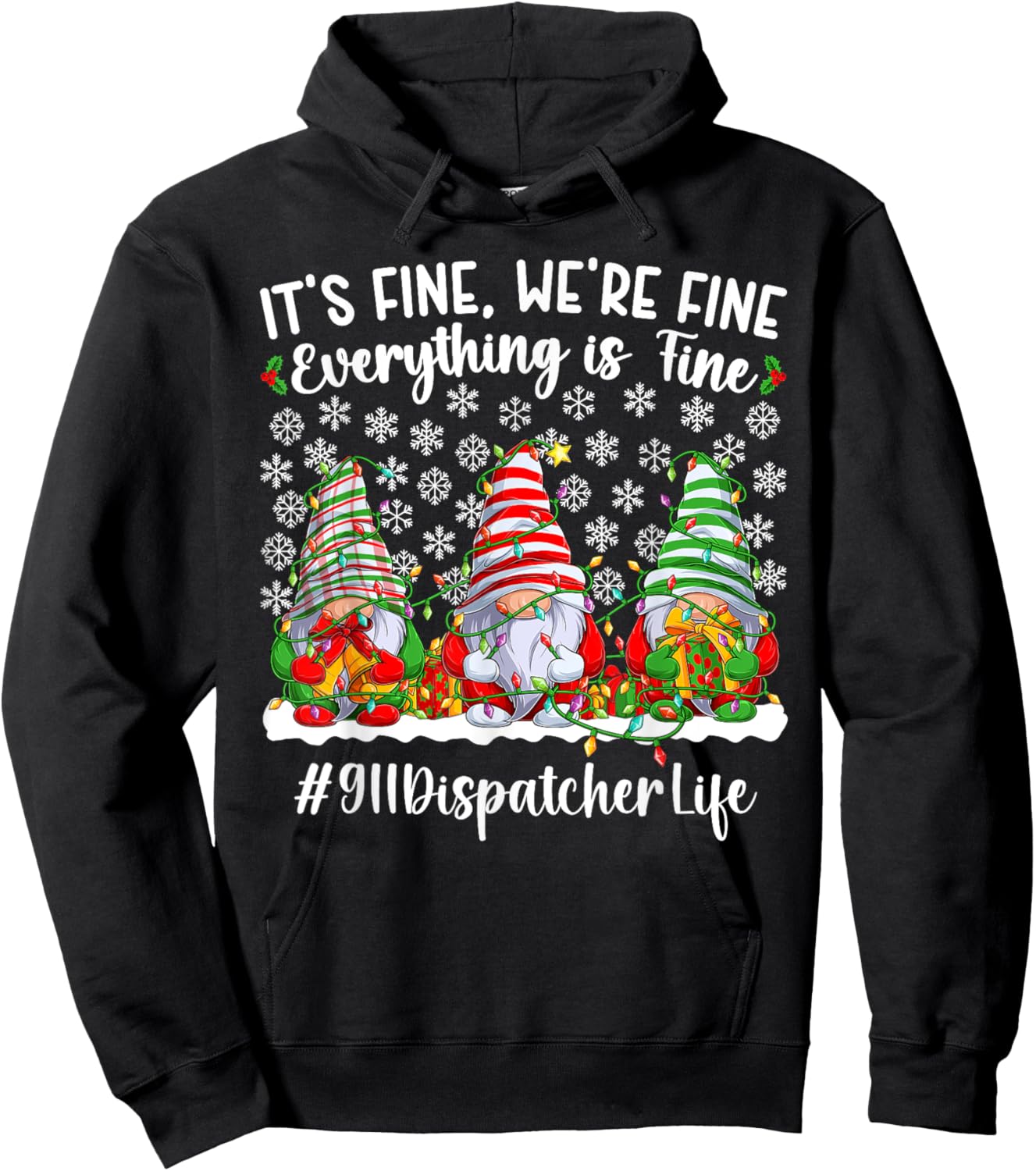 Funny 911 Dispatcher Christmas 911 Operator Xmas Party Hoodie - Hoodie | Black