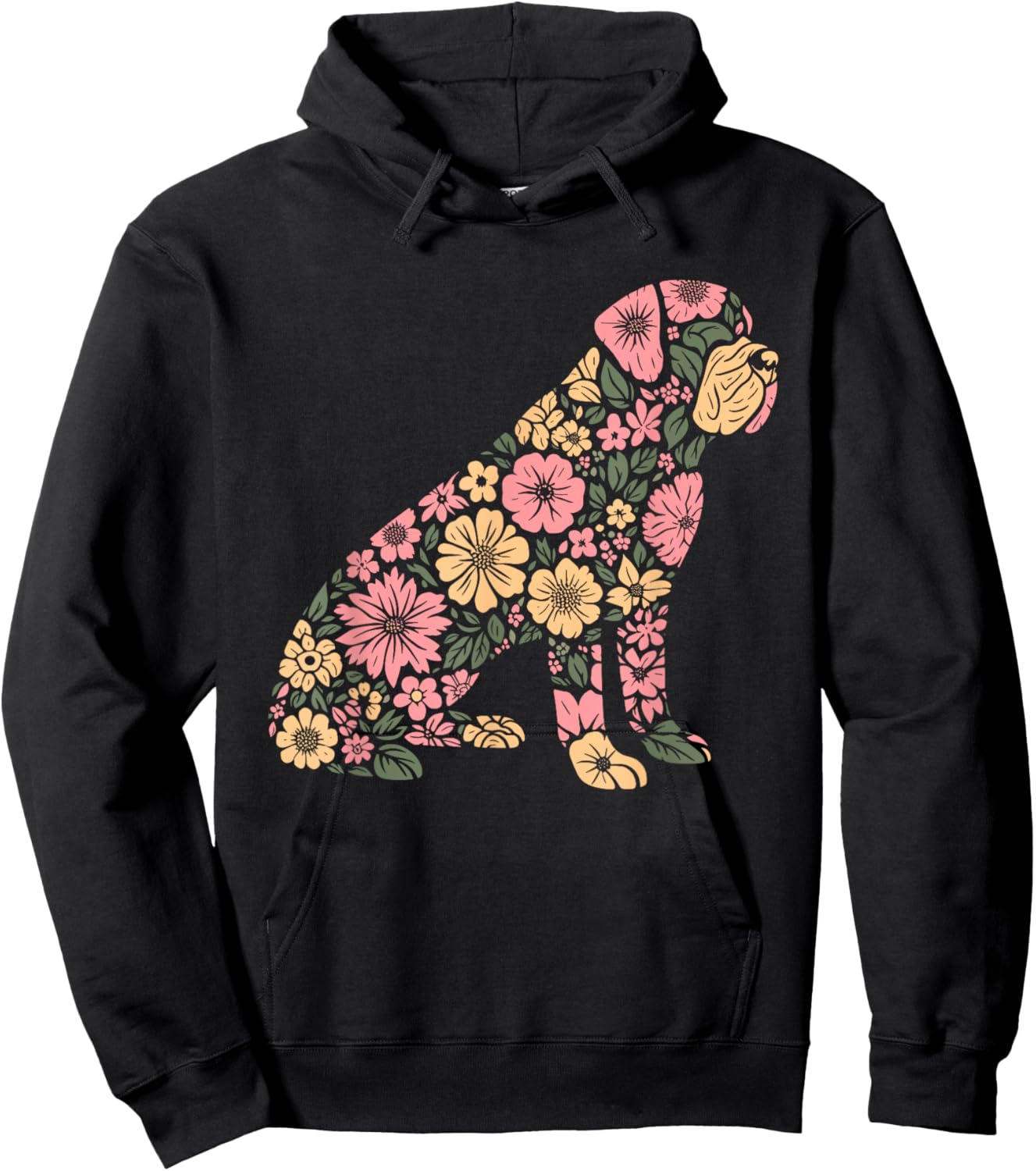 Funny Floral FLower Mastiff Mom Grandma Mothers Day Hoodie - Hoodie | Black