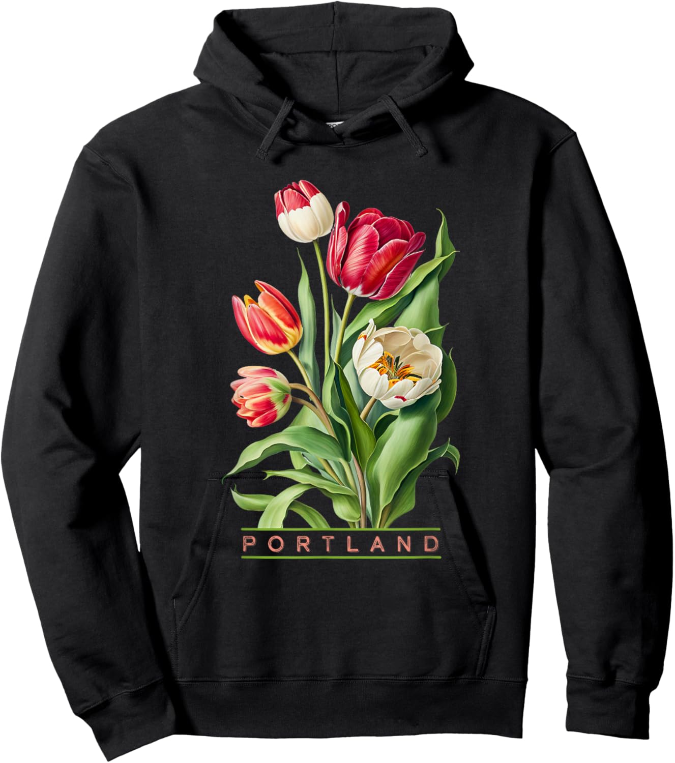 Portland Botanical Tulip Lovers Gardeners Souvenir Hoodie - Hoodie | Black
