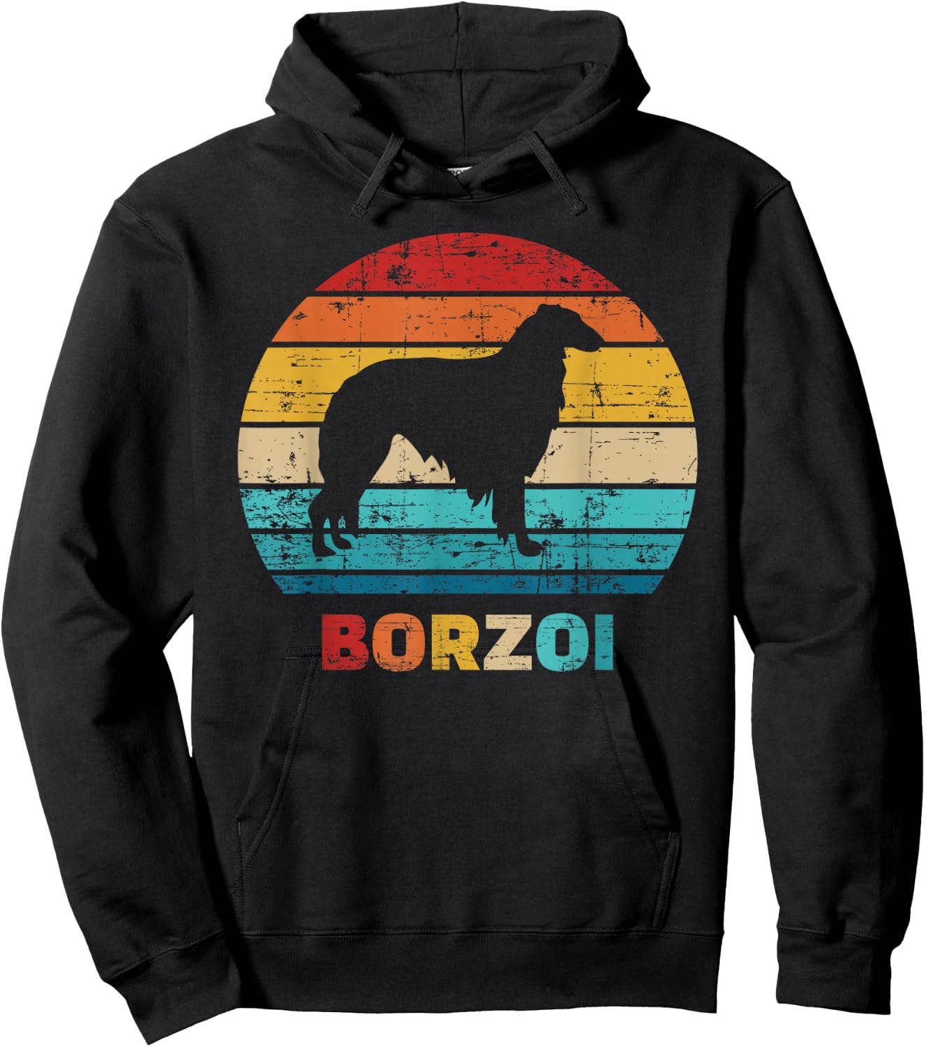Borzoi vintage retro Hoodie - Hoodie | Black