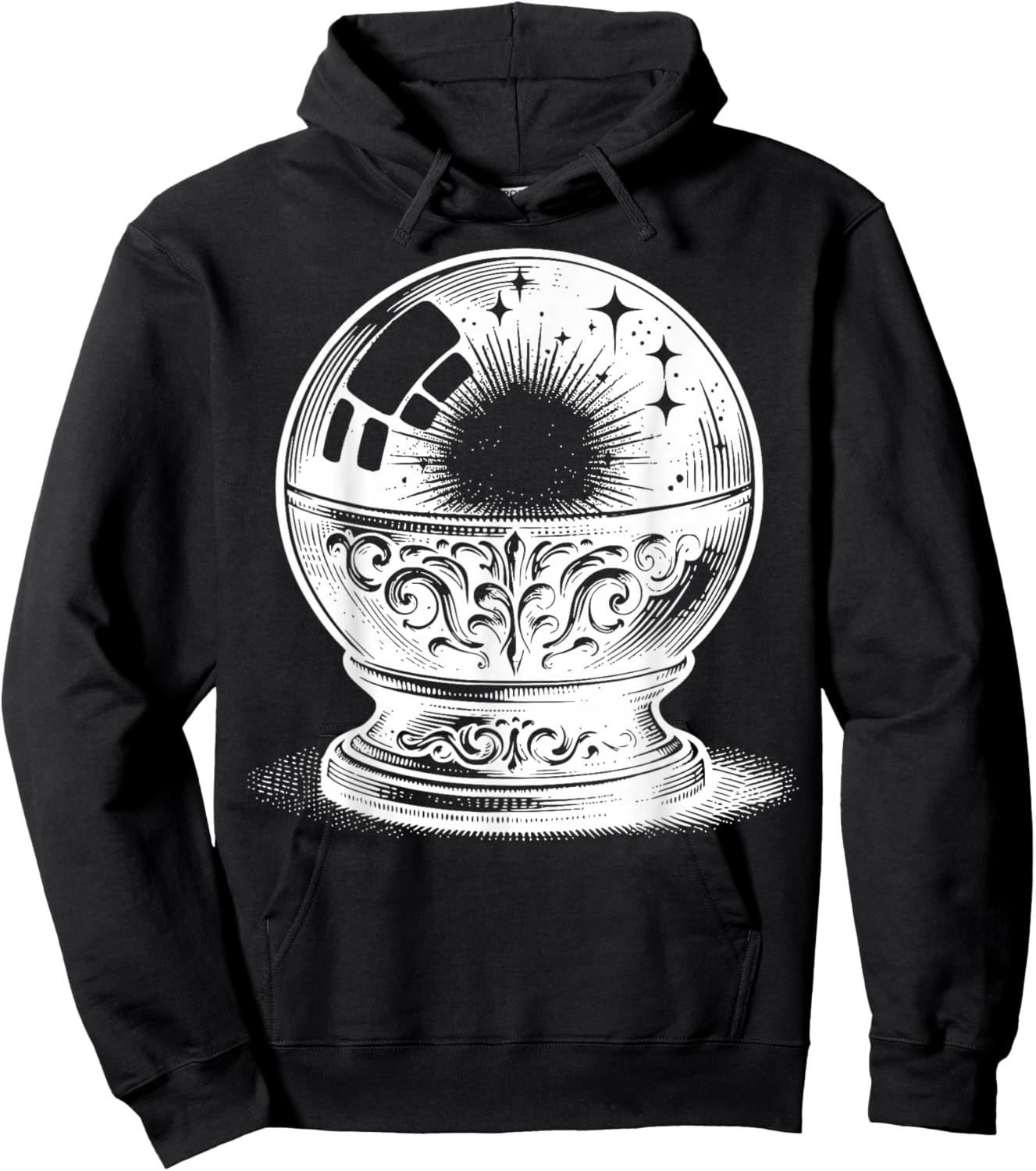 Crystal Ball On Stand With Reflections And Light Details Hoodie - Hoodie | Black