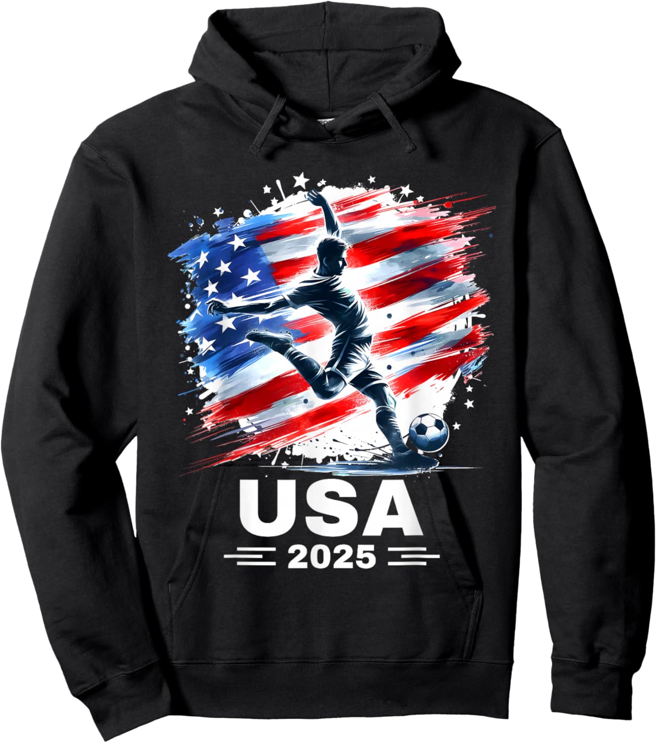 American Flag Soccer Apparel Soccer 2025 Hoodie - Hoodie | Black