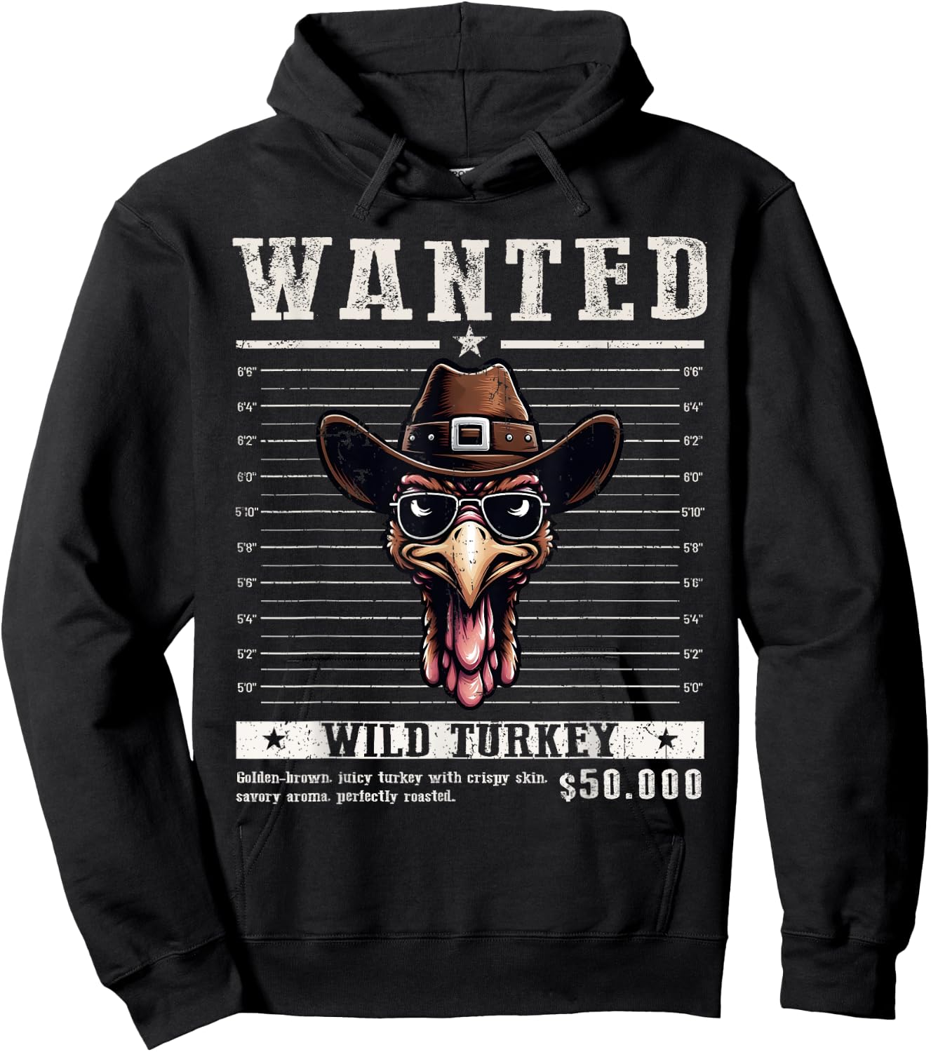 Wanted Turkey Hunting Funny Thanksgiving Men's Women's Hoodie - Hoodie | Black