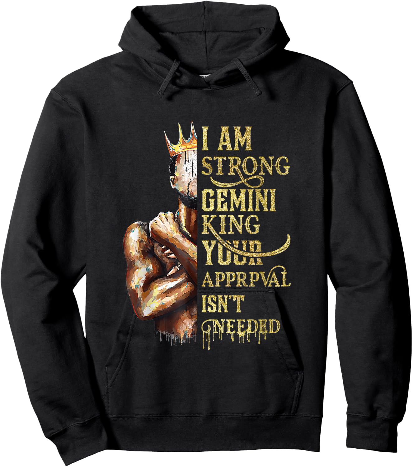 I'm A Strong Gemini King Happy Zodiac Birthday Black King Hoodie - Hoodie | Black