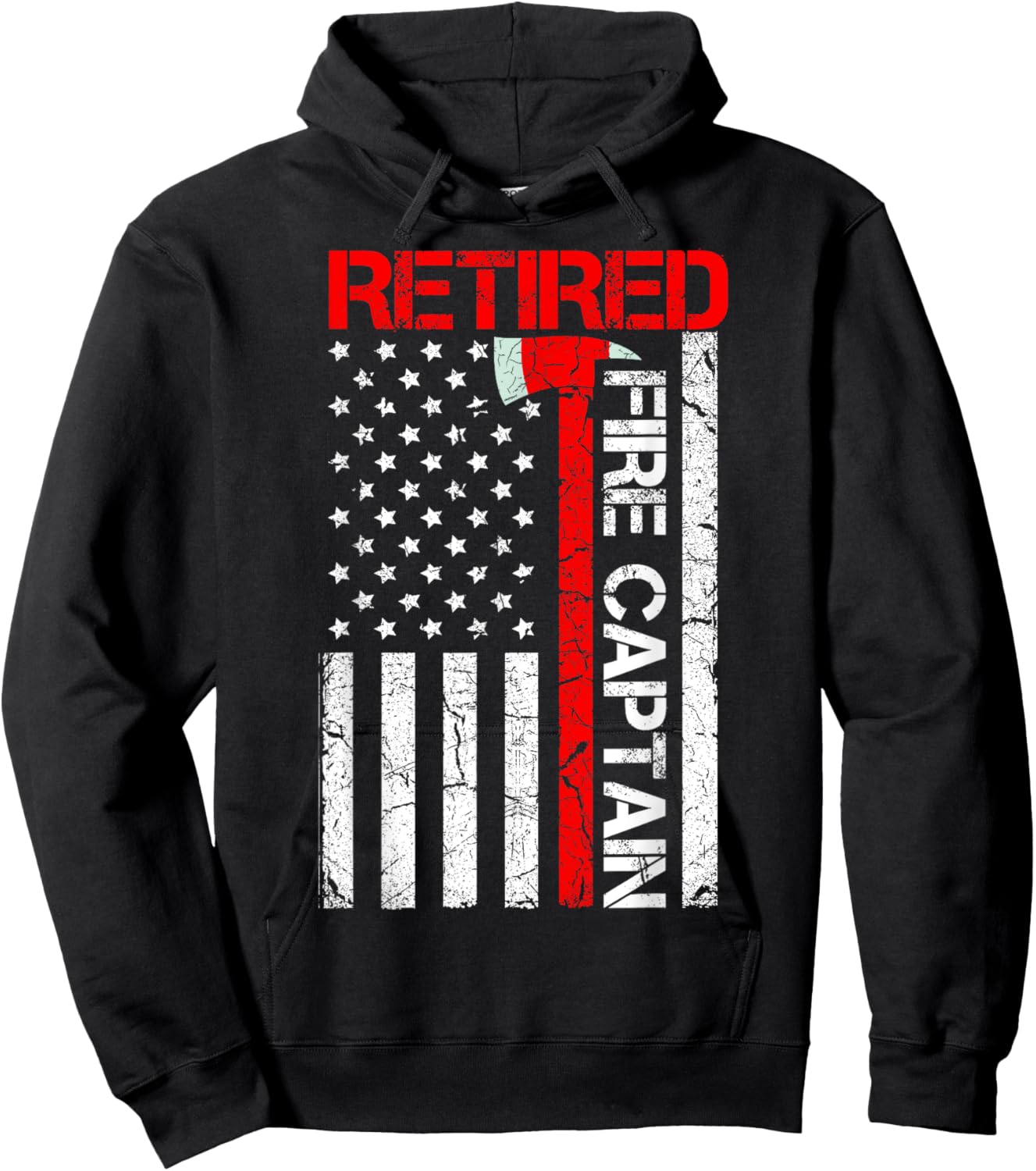 Retired Firefighter Fire Captain Retirement American Flag Hoodie - Hoodie | Black
