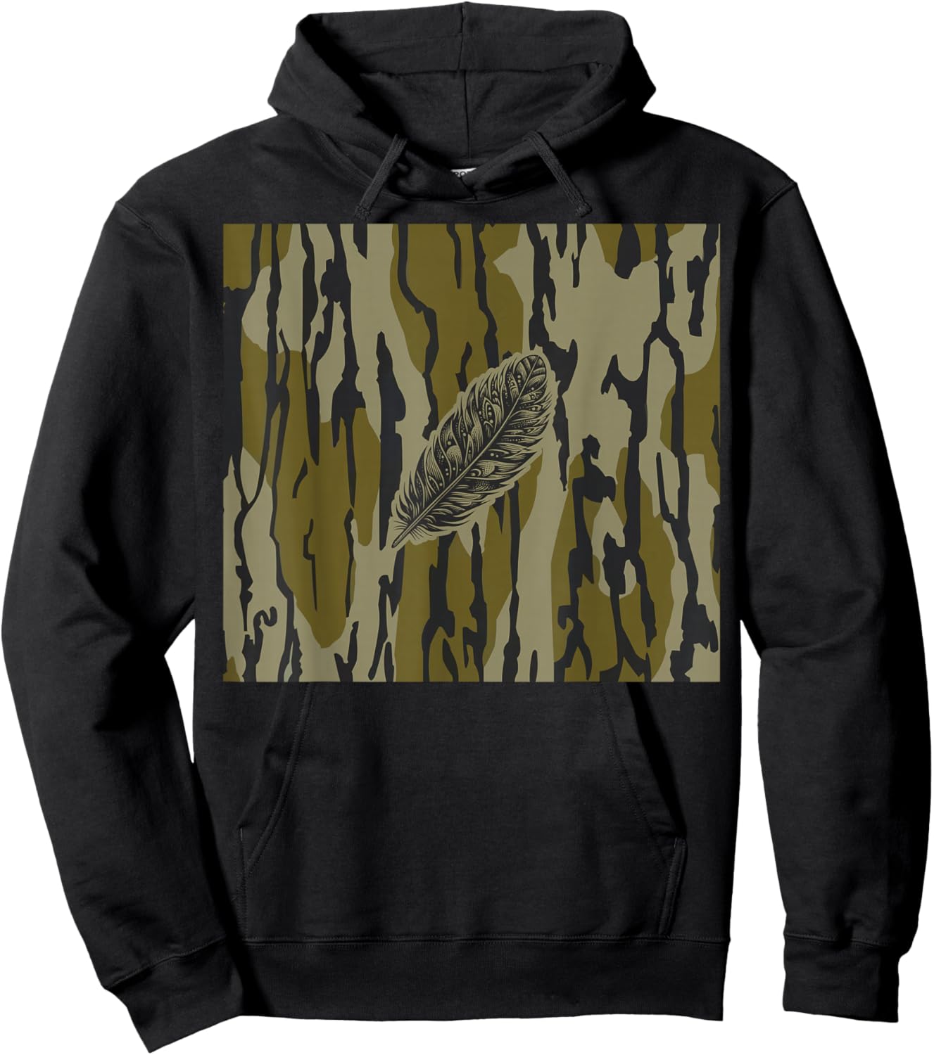 Turkey Feather Bottom lands Camo Hoodie - Hoodie | Black