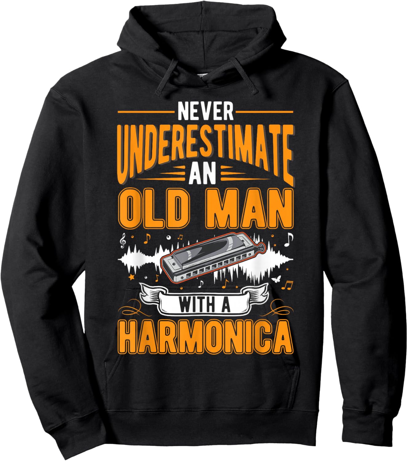 Harmonica Old Man Hoodie - Hoodie | Black