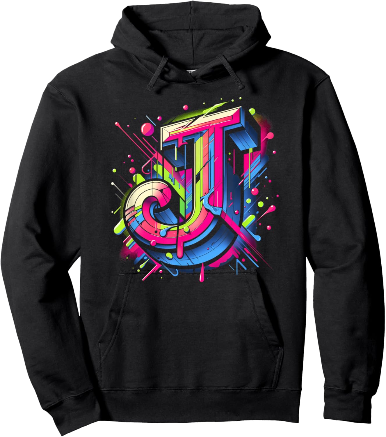 Initial Name Letter J Alphabet In Graffiti Art Style Hoodie - Hoodie | Black