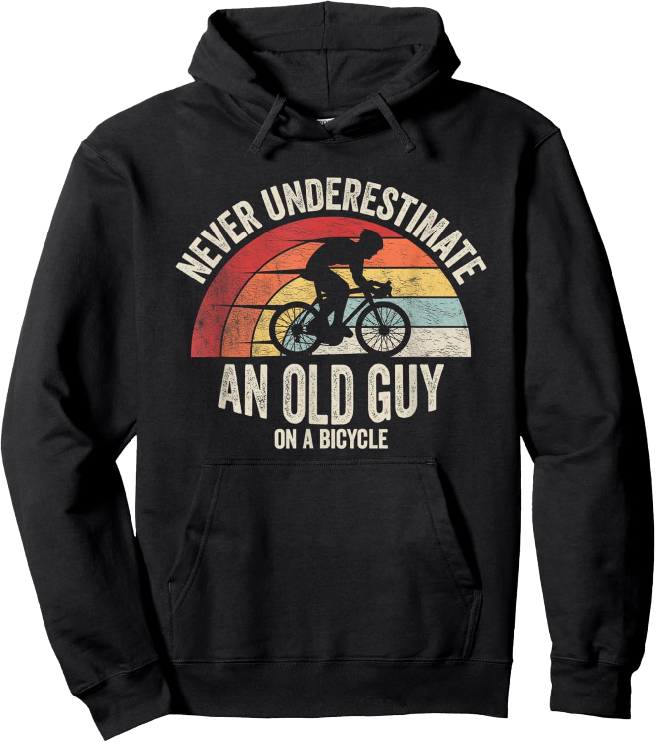 Retro Vintage Never Underestimate An Old Guy On A Bicycle Hoodie - Hoodie | Black