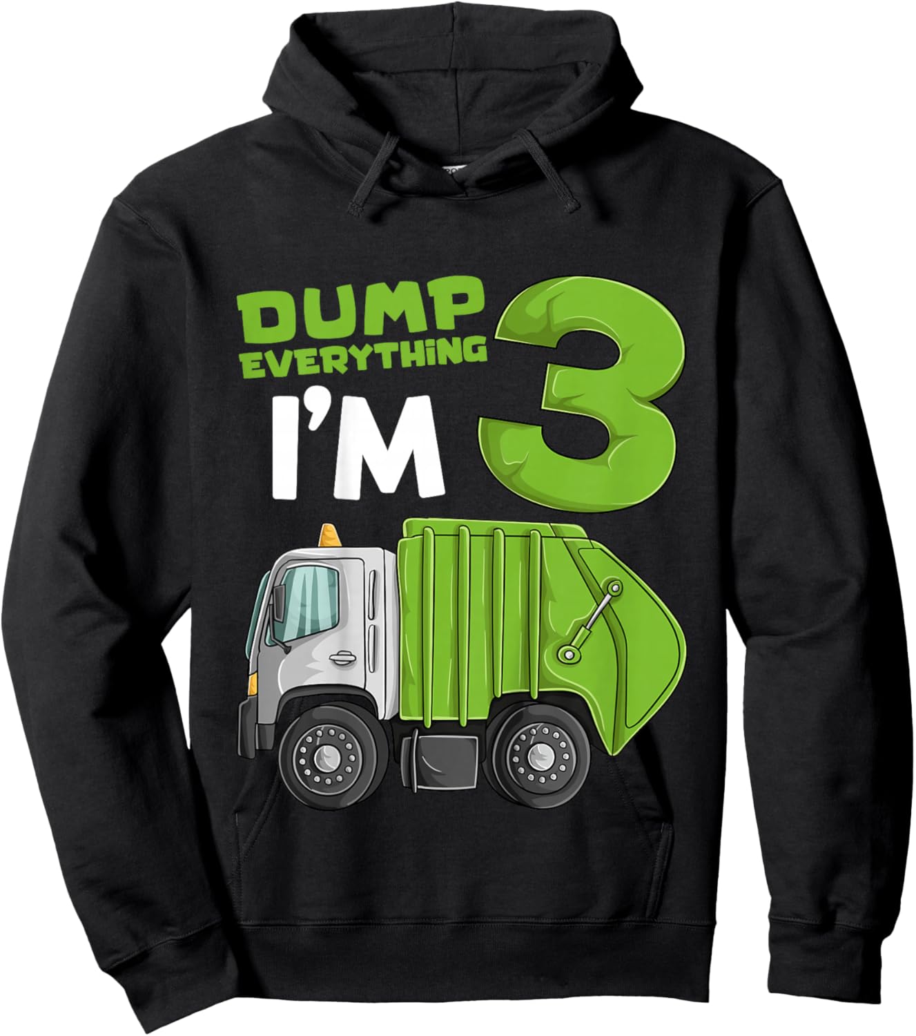 Kids Garbage Truck 3rd Birthday Boy Shirt, Trash Truck Toddler Hoodie - Hoodie | Black