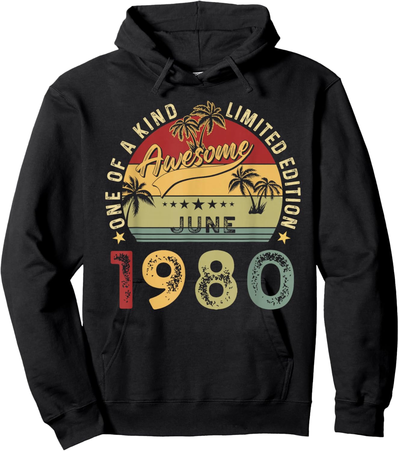 Awesome Since June 1980 Vintage Birthday Gift Men Women Hoodie - Hoodie | Black