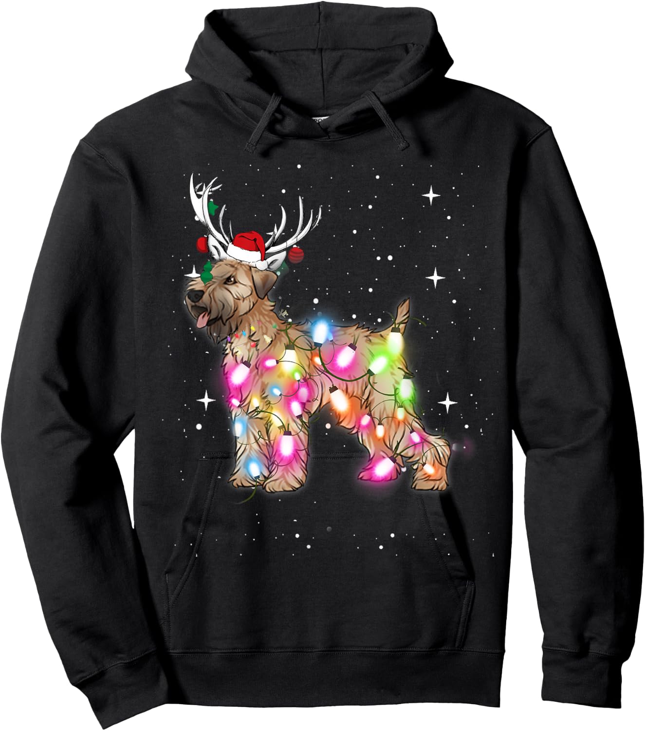 Christmas Lights Soft Coated Wheaten Terrier Dog Women Kids Hoodie - Hoodie | Black
