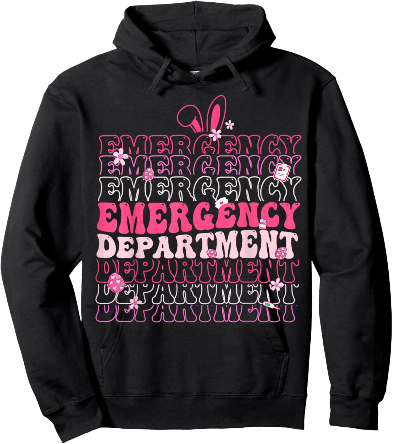 Emergency Department ER Nurse Bunny Easter Day ER Nurse Life Hoodie - Hoodie | Black