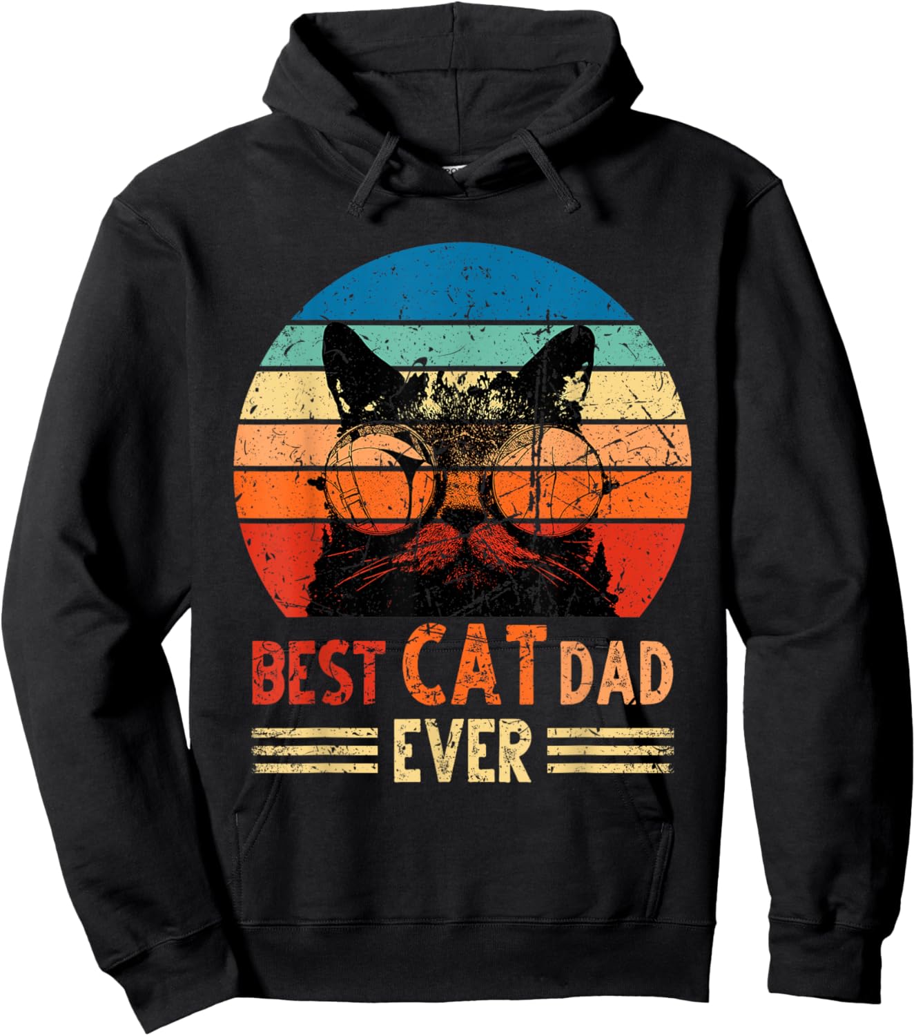 Best Cat Dad Ever Shirt Funny Retro Cat Dad Men Father's Day Hoodie - Hoodie | Black