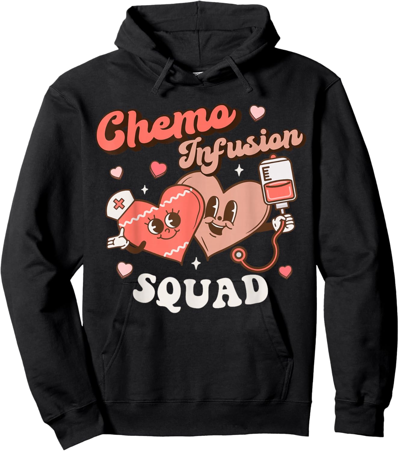 Chemo Infusion Nurse Groovy Valentine's Day Oncology Squad Hoodie - Hoodie | Black