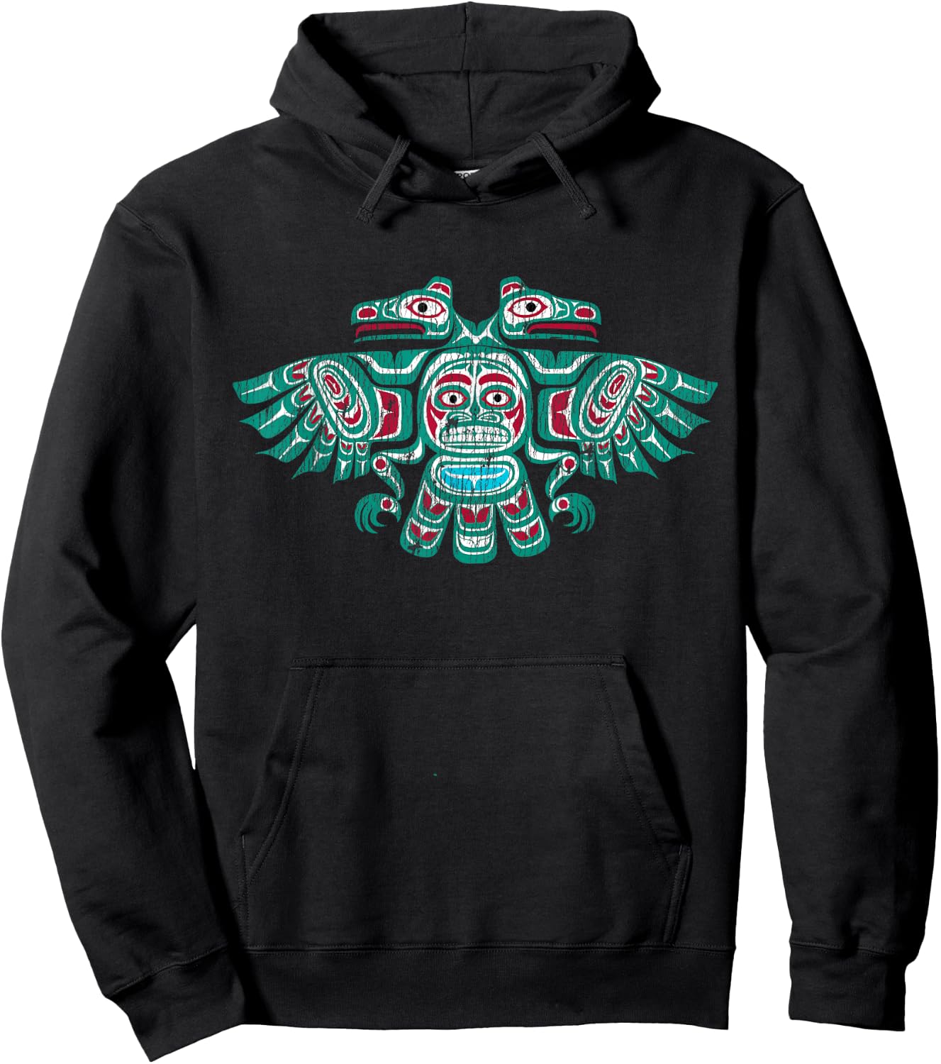 Native American Haida Thunderbird Totem Pole Vintage Hoodie - Hoodie | Black