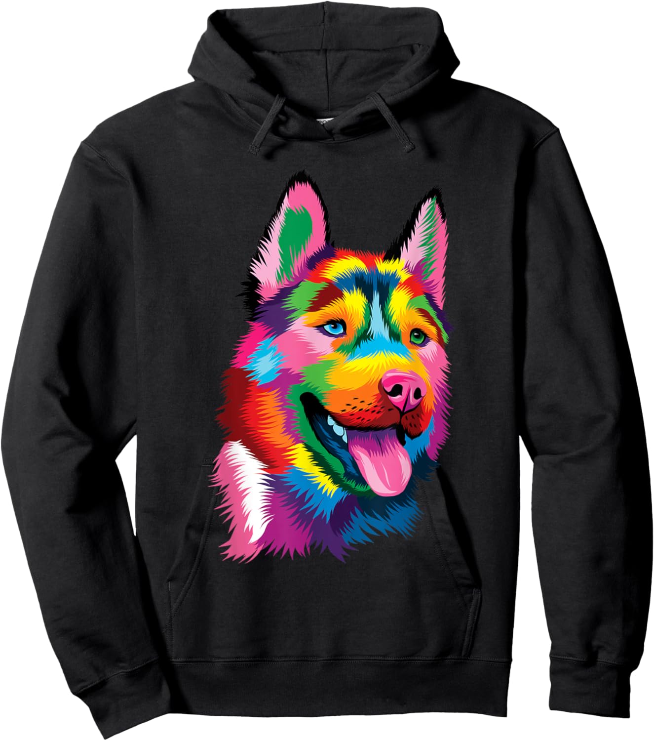 Colorful Siberian Husky - Dog Lover Pet Trainer Breeder Men Women Girls Kids Hoodie - Hoodie | Black