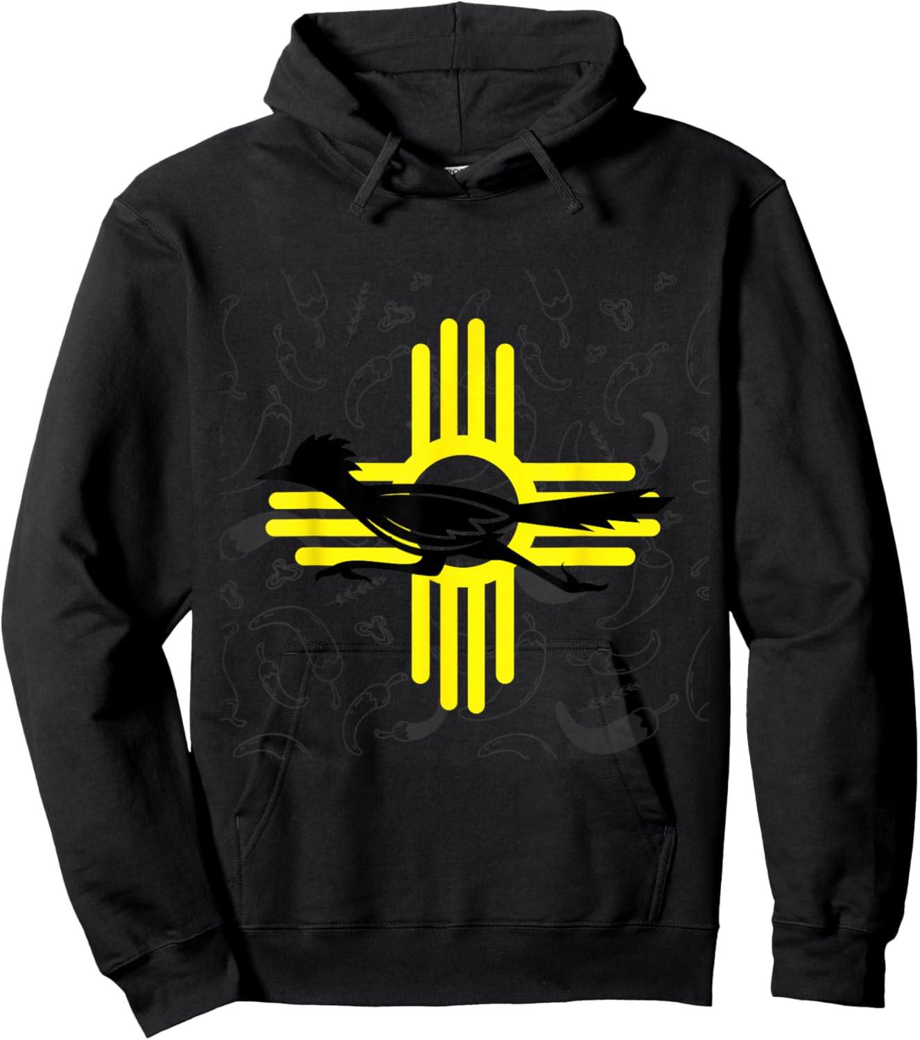 Southwestern New Mexico Spirit Road Runner Zia Chile Pepper Hoodie - Hoodie | Black