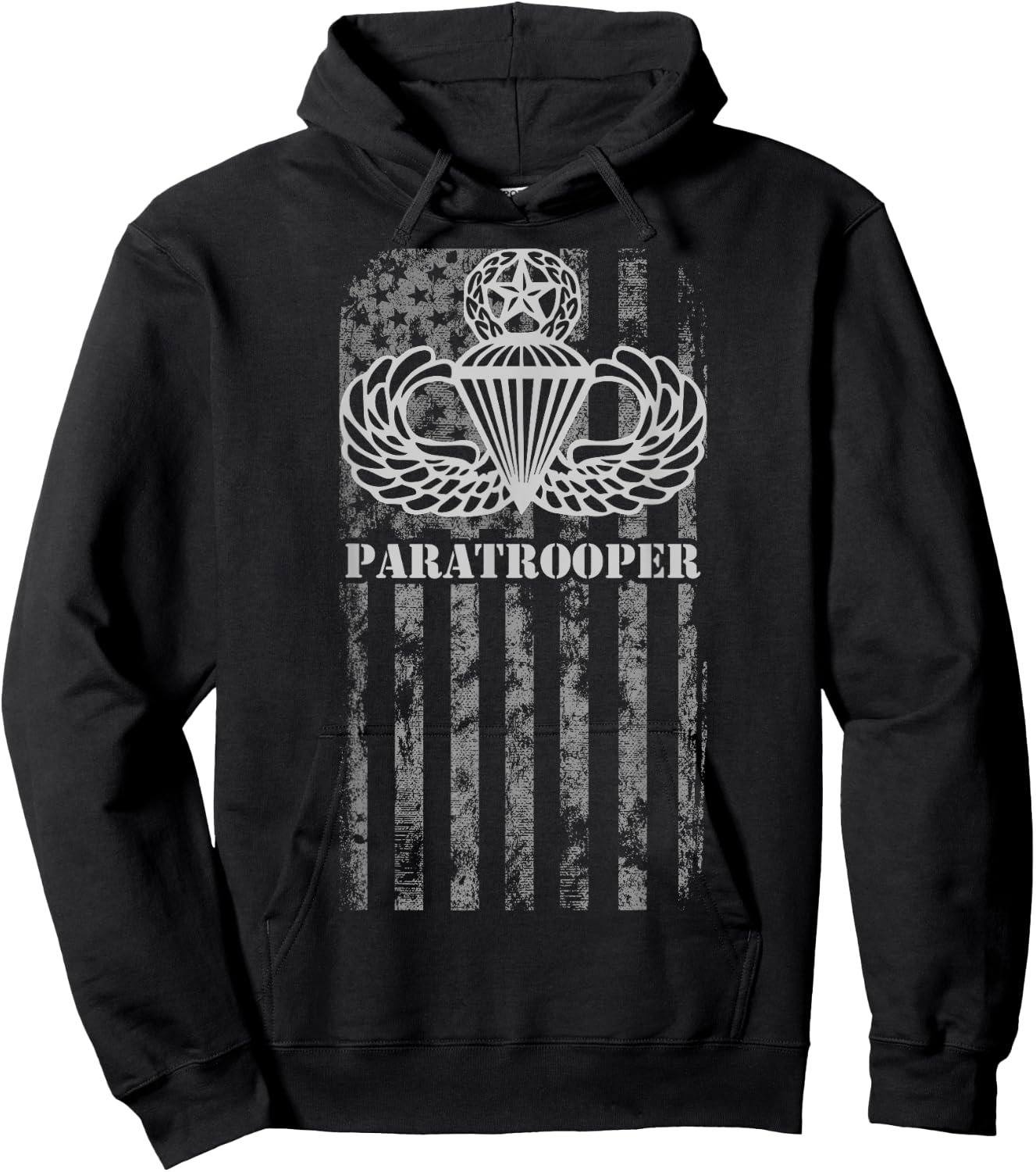 Airborne Jumpmaster Paratrooper Gray Hoodie - Hoodie | Black